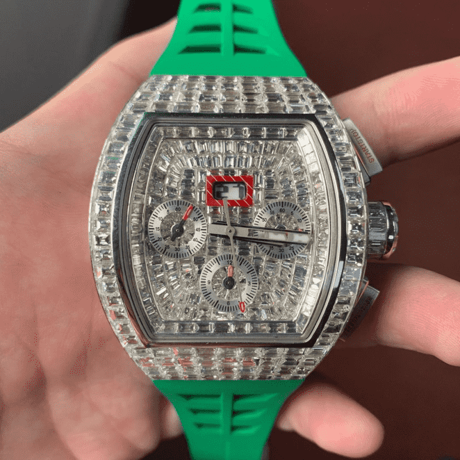 Men’s Moissanite Iced Out Watch with Flexible Silicone Band