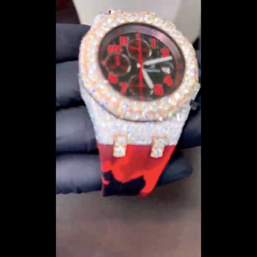 Iced Out Moissanite Watch with Soft Silicone Band - Image 2