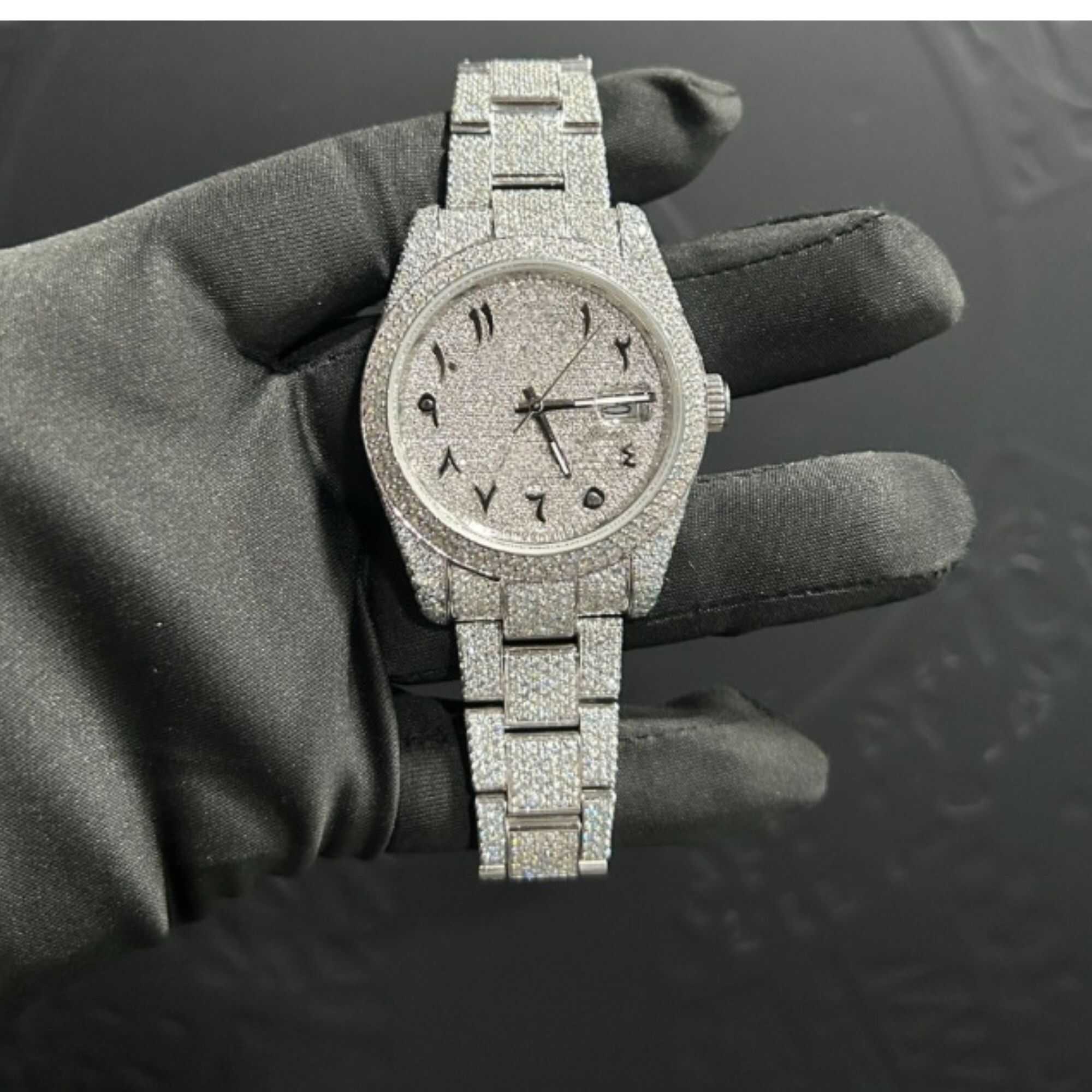 Classic Moissanite Watches with Minimalist Iced Out Design