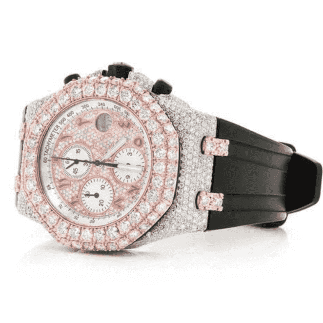 Silicone Band Iced-Out Moissanite Watch