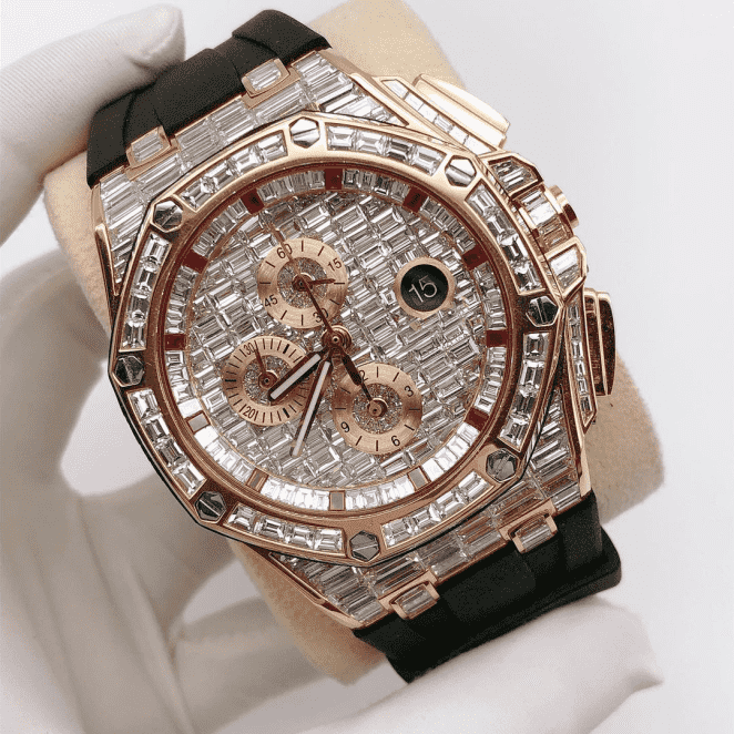 Premium Moissanite Iced Out Watch with Soft Silicone Strap