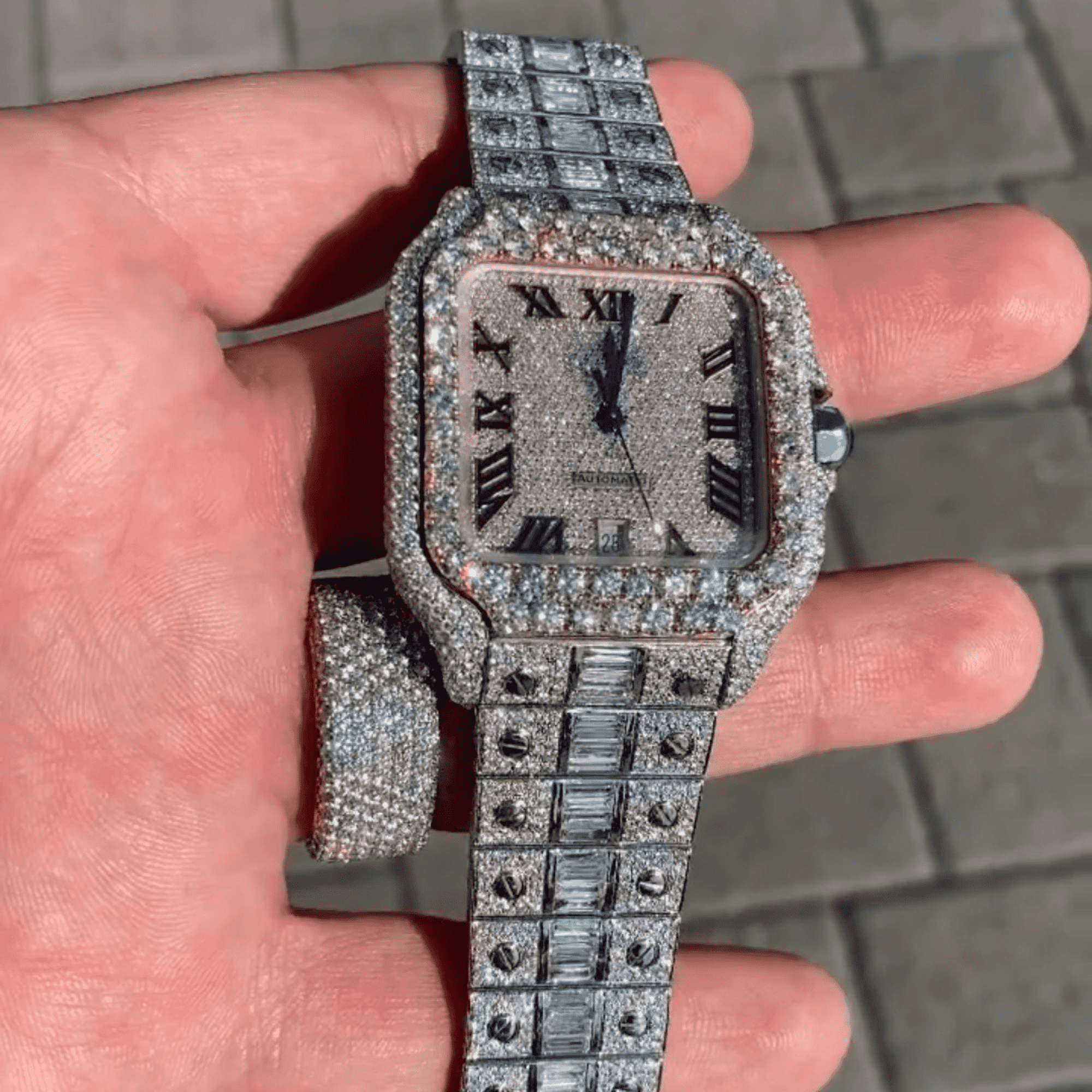 Luxury Moissanite Iced Out Automatic Watch with Diamond Detailing - Image 5
