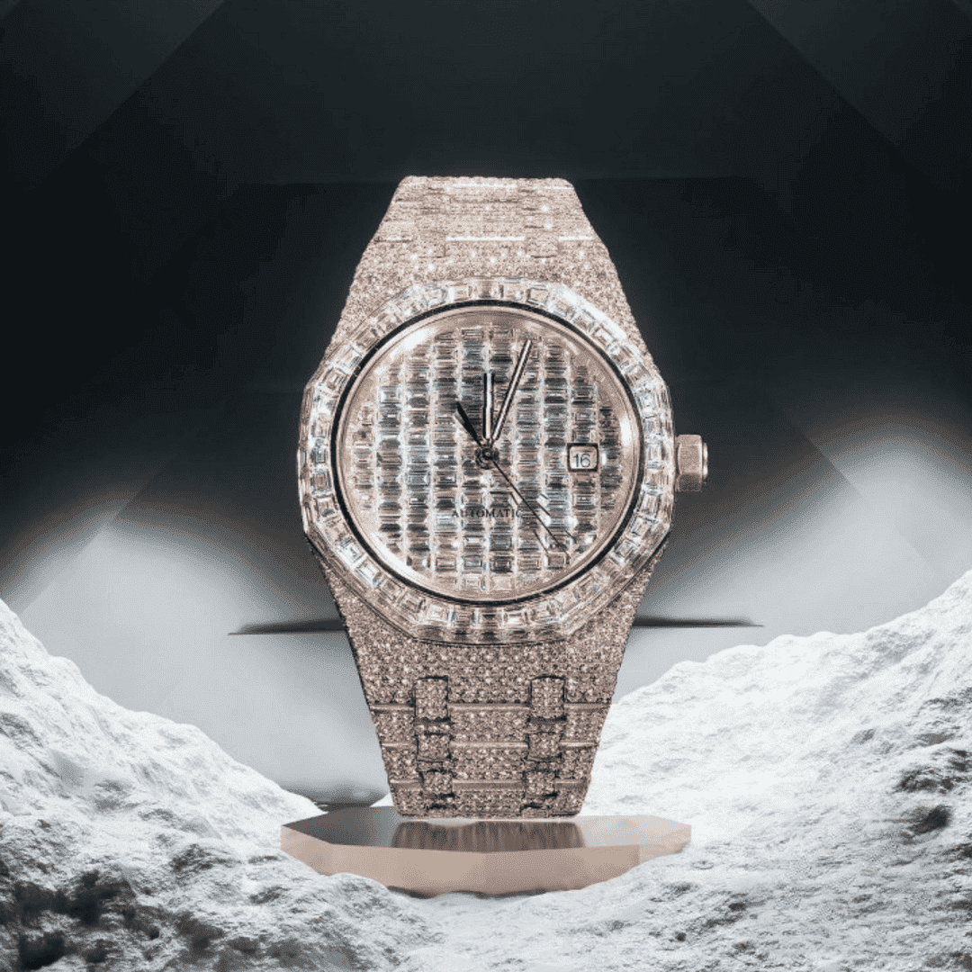 Stainless Steel Bust Down Moissanite Watch for Men - Image 3