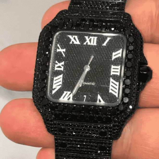 Iced Out VVS Moissanite Watch in Stainless Steel