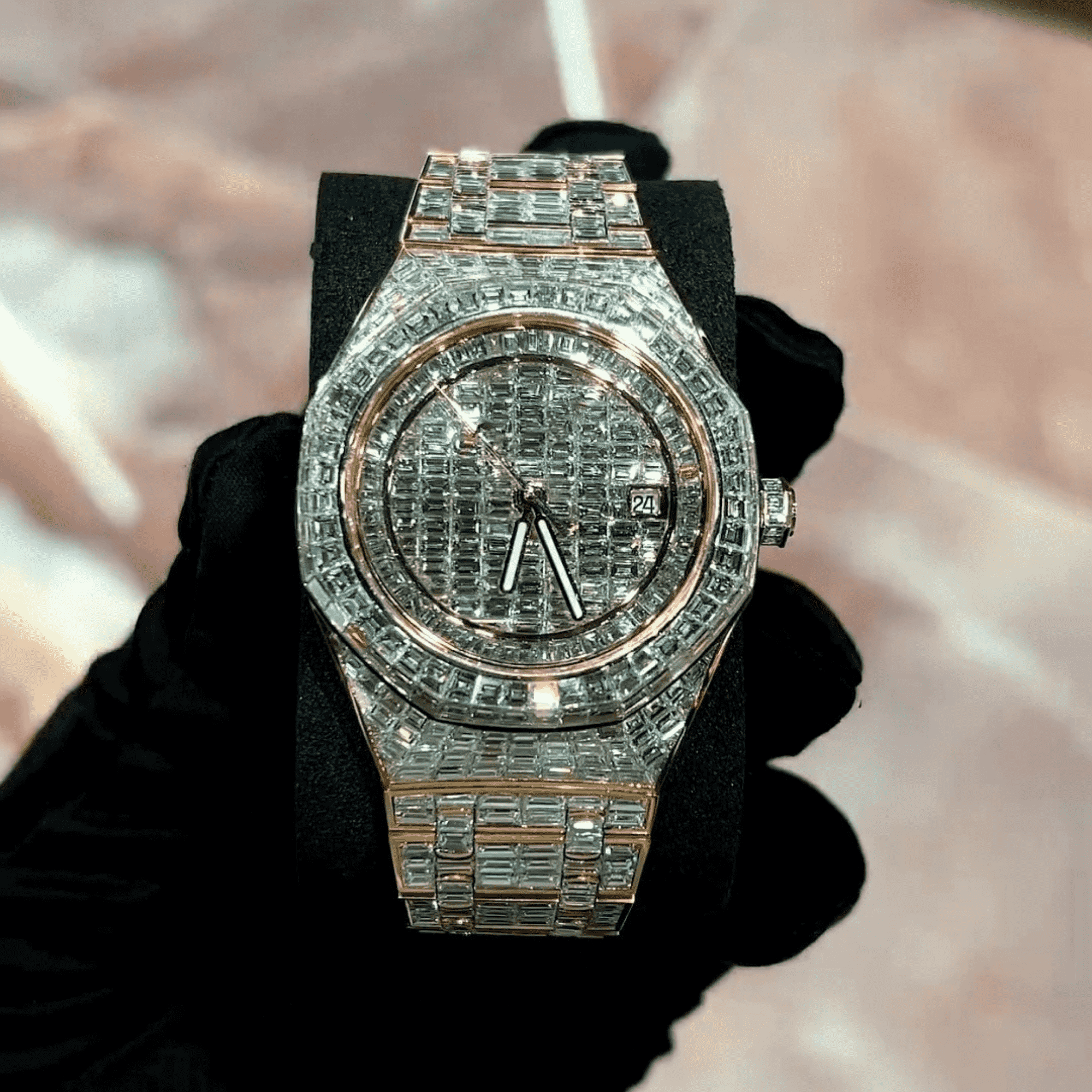Men’s Stainless-Steel Iced-Out VVS Moissanite Watch - Image 4