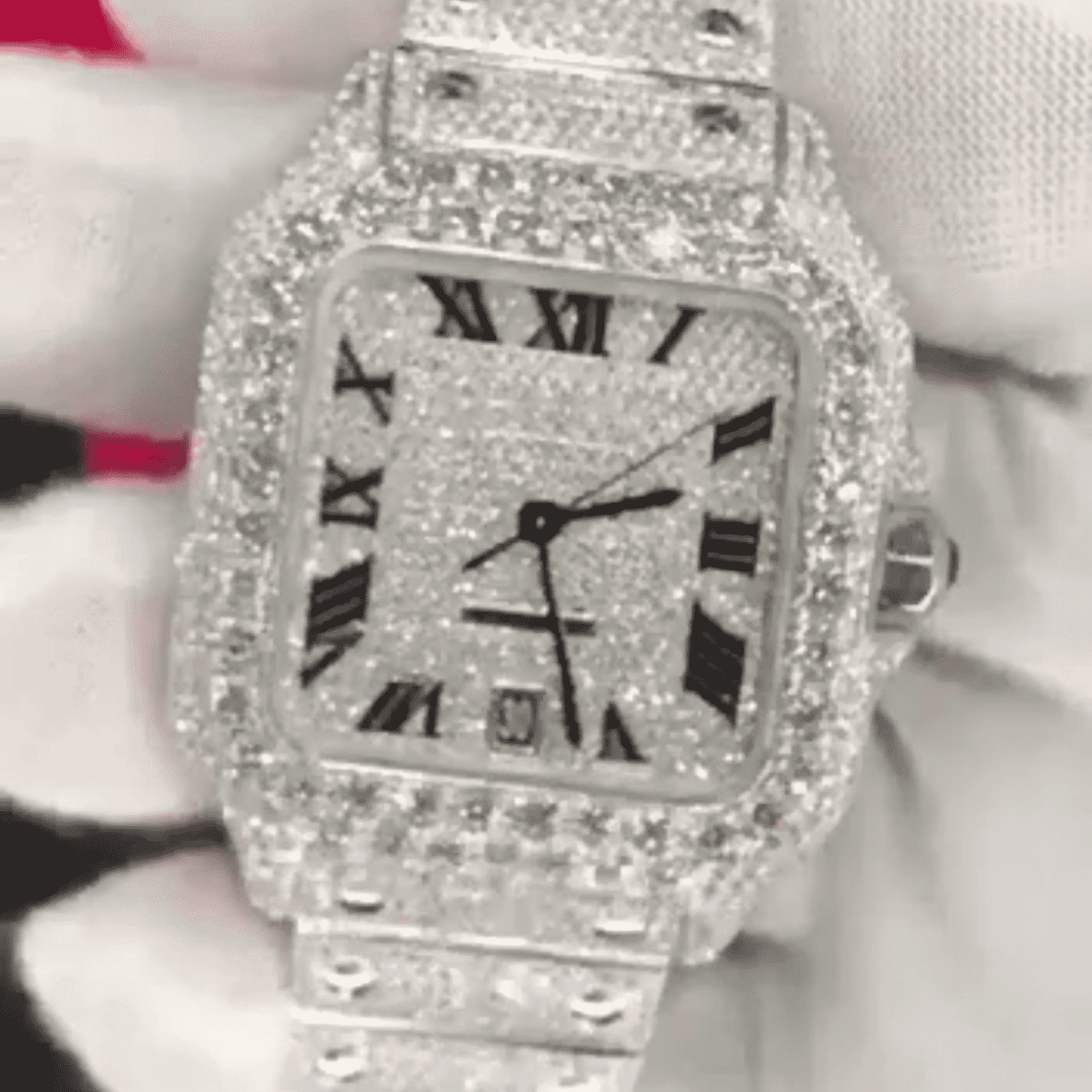 Men’s 44mm Iced Out Watch in 14K White Gold Plated - Image 4