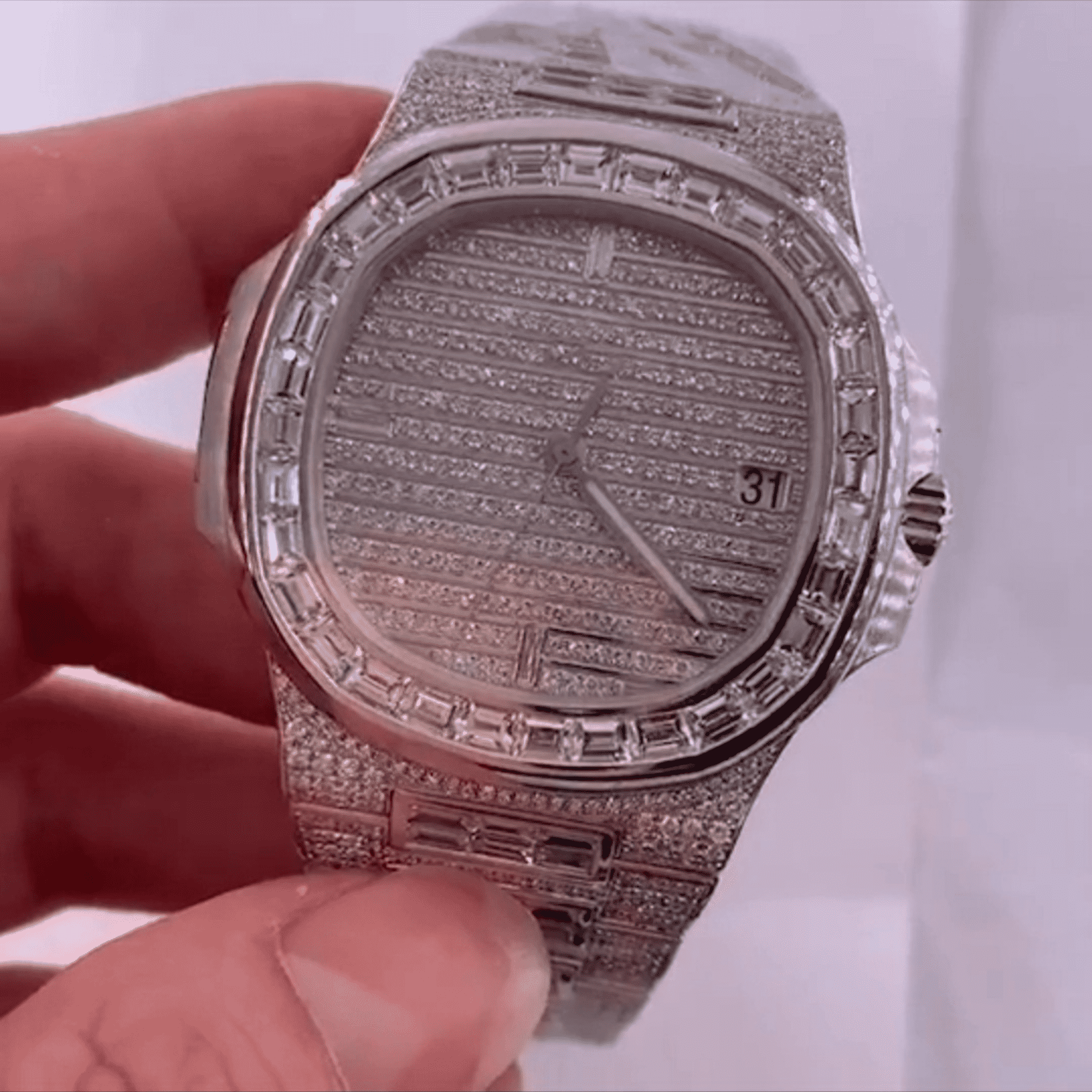 Stainless Steel Iced Out VVS Moissanite Watch