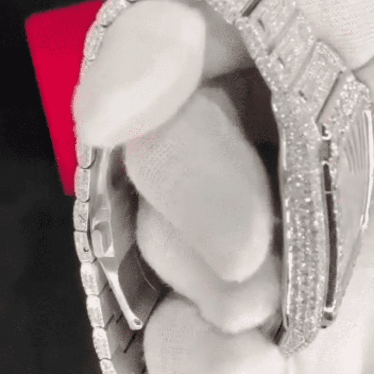 Men’s 44mm Iced Out Watch in 14K White Gold Plated - Image 3