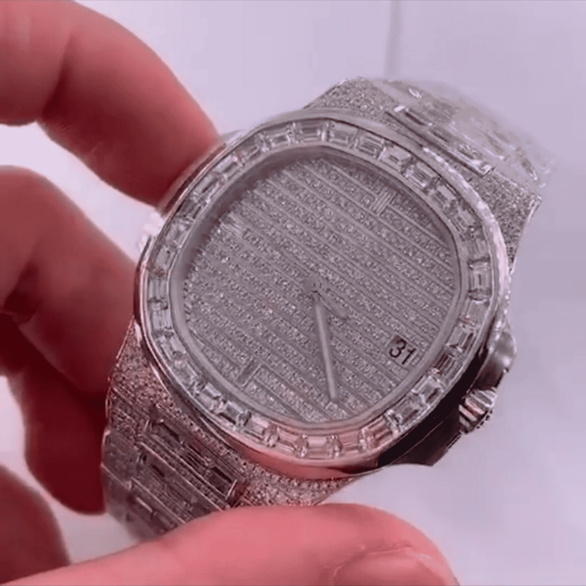Stainless Steel Iced Out VVS Moissanite Watch - Image 2