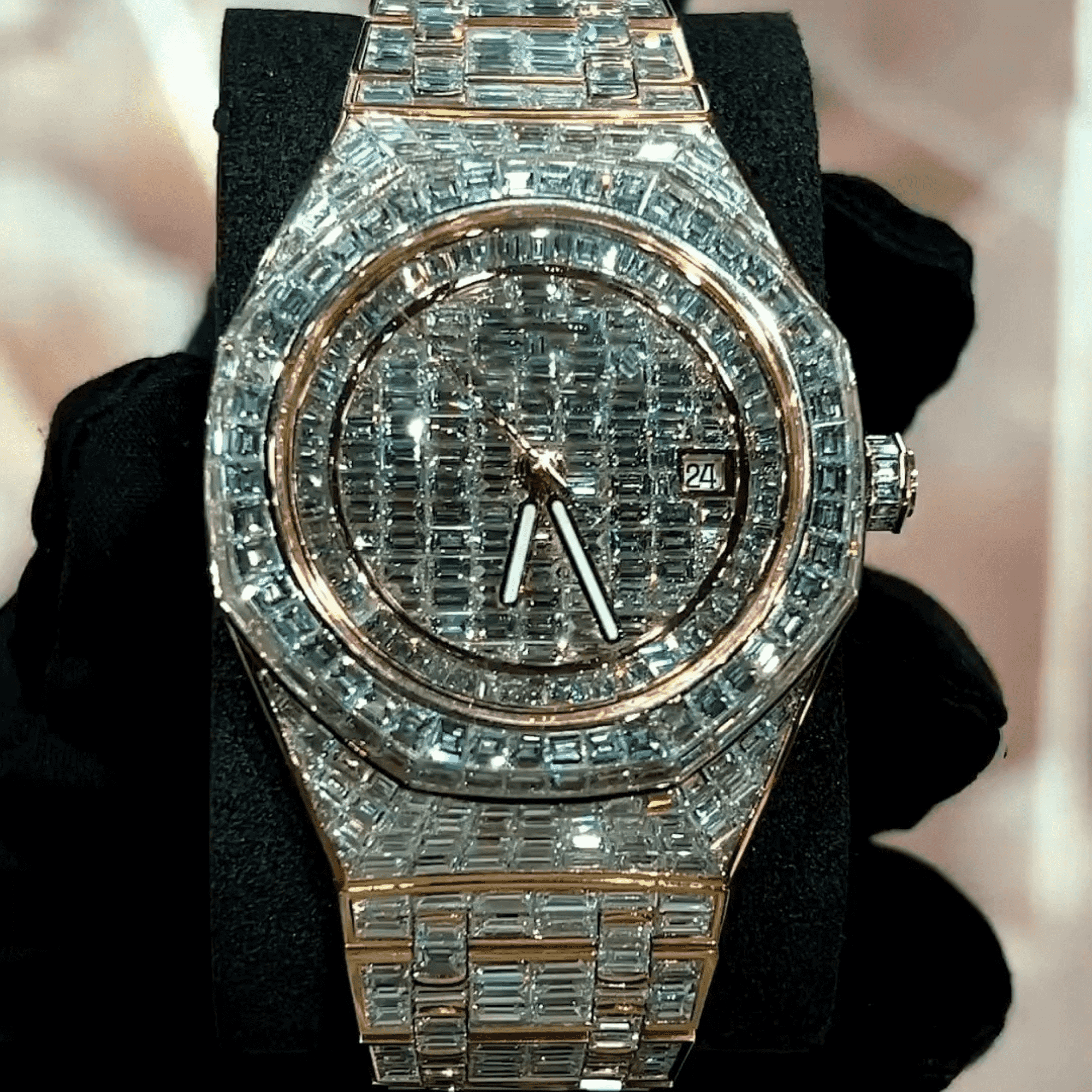 Men’s Stainless-Steel Iced-Out VVS Moissanite Watch
