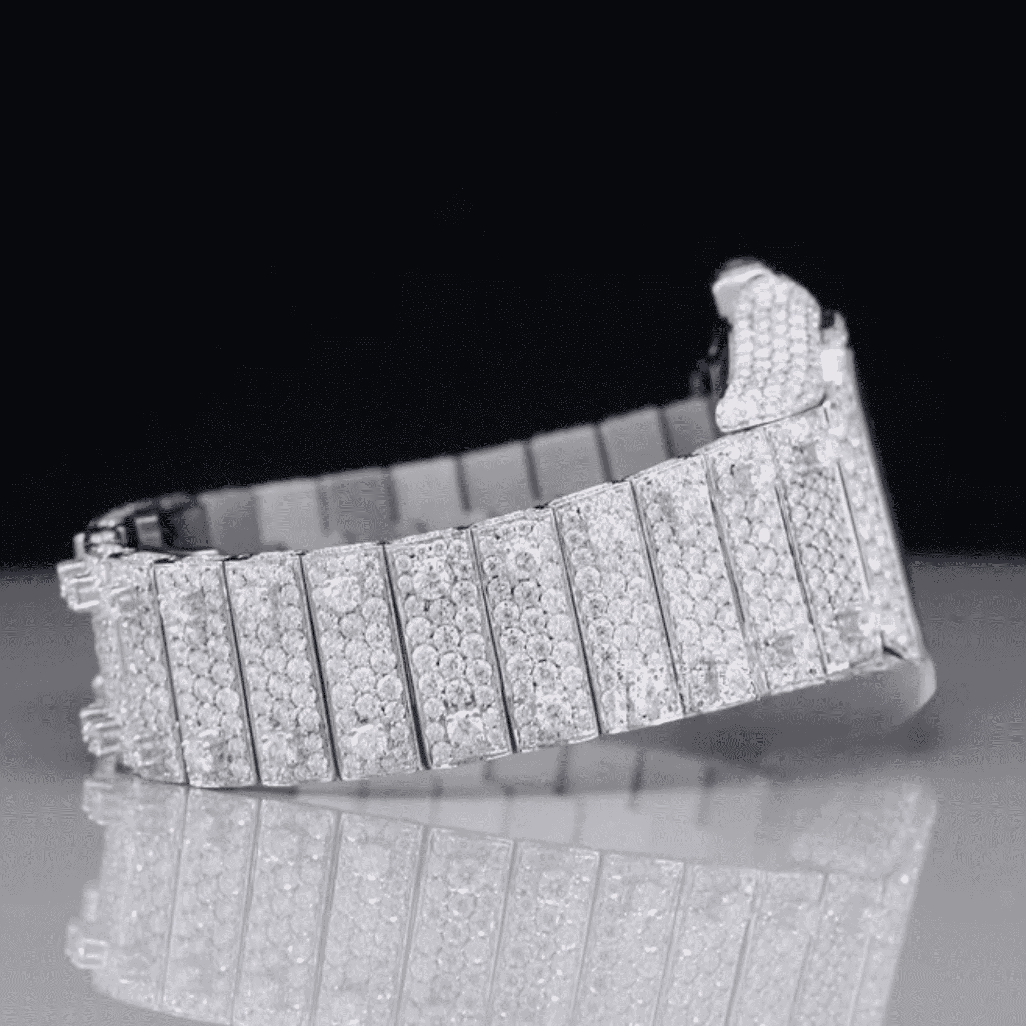 Bold 44mm Men’s Iced Out Watch Featuring White Gold Plating - Image 5