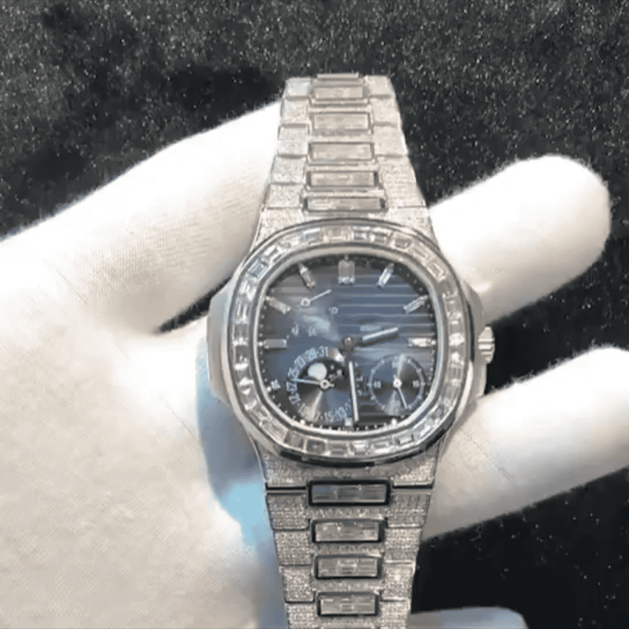 Men’s Stainless Steel Moissanite Watch with Full Iced Out Shine