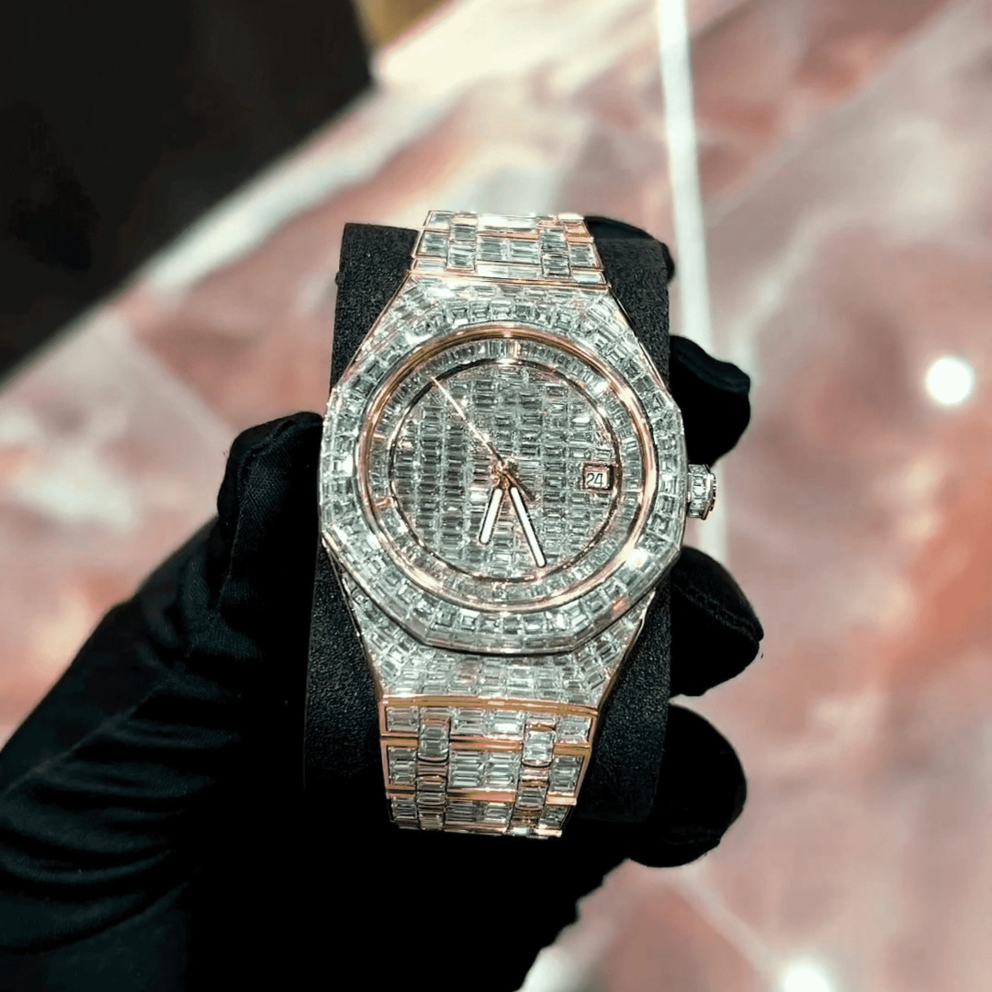 Men’s Stainless-Steel Iced-Out VVS Moissanite Watch - Image 2