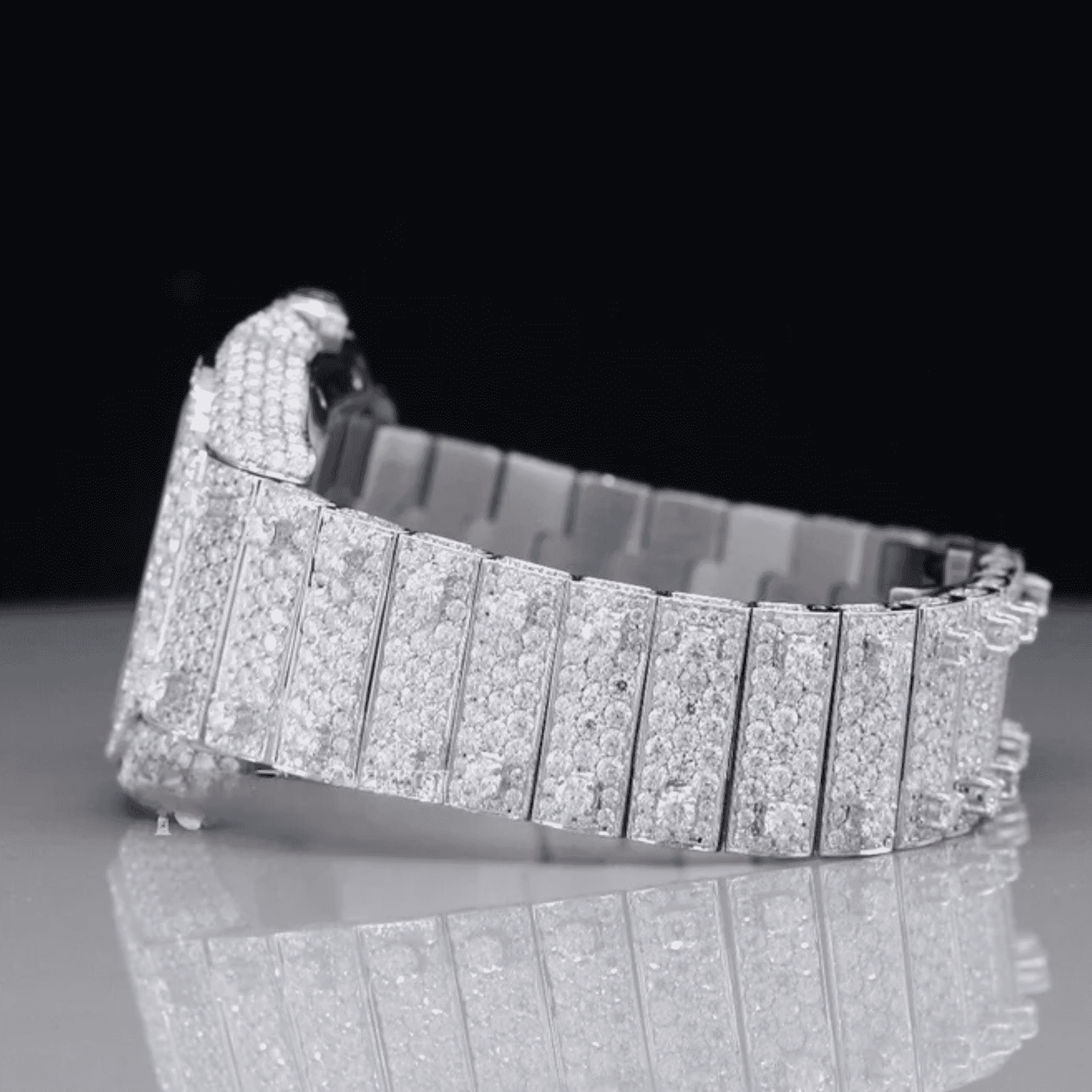 Bold 44mm Men’s Iced Out Watch Featuring White Gold Plating - Image 4