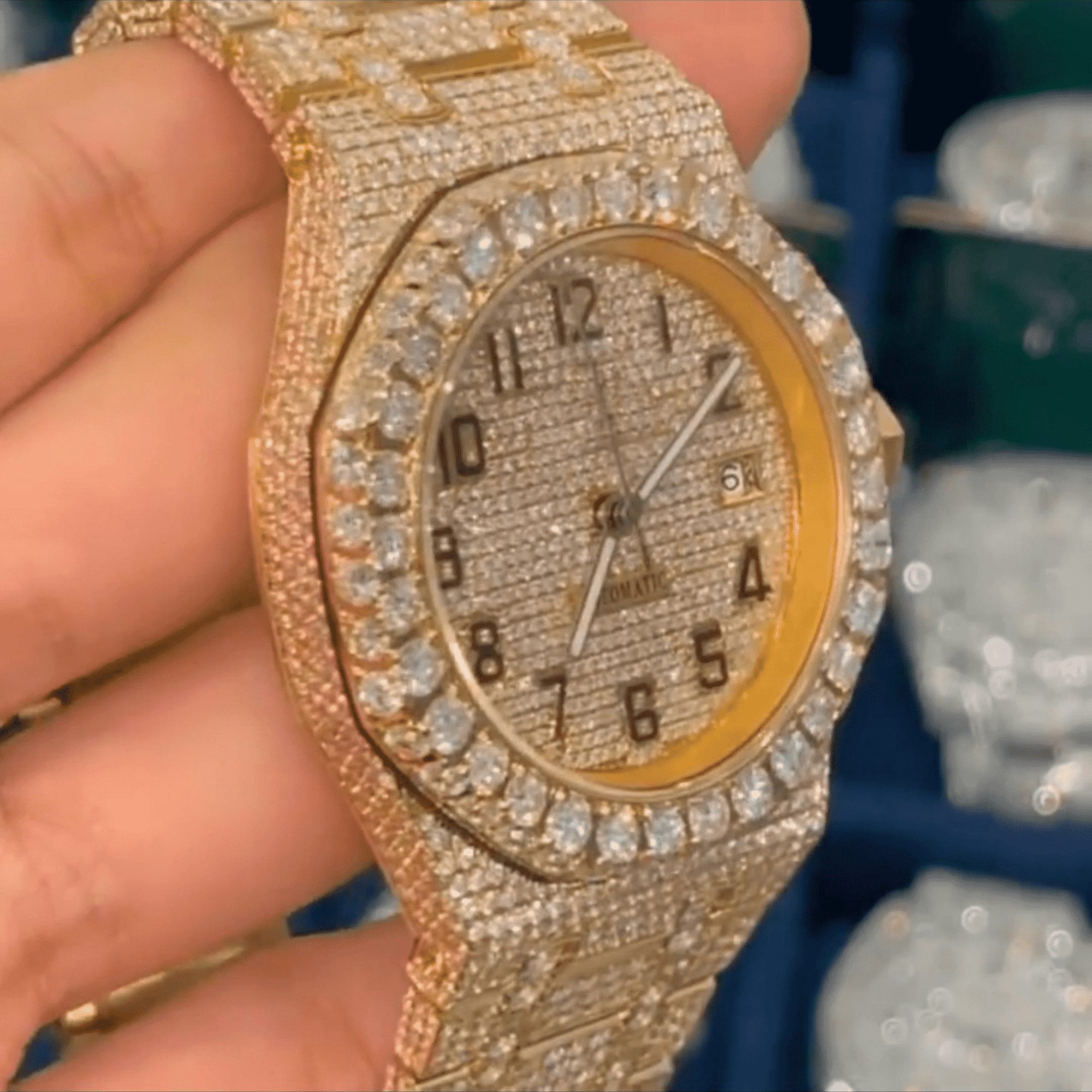 Rose Gold Bust Down Moissanite Watch – Full Iced Out Luxury - Image 4