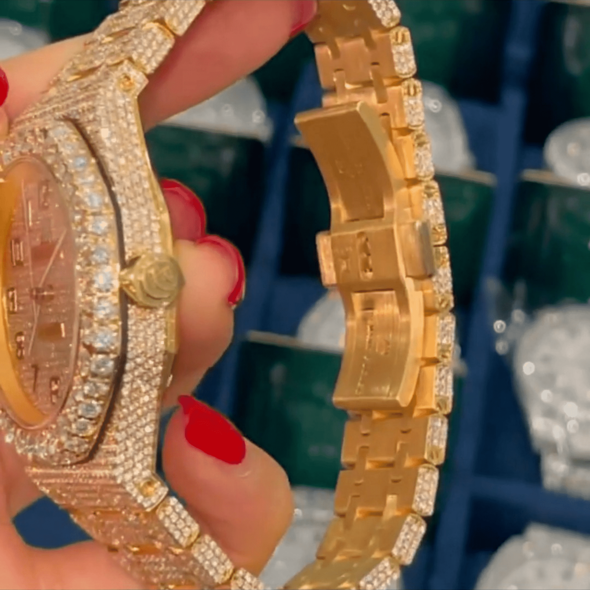 Rose Gold Bust Down Moissanite Watch – Full Iced Out Luxury - Image 3