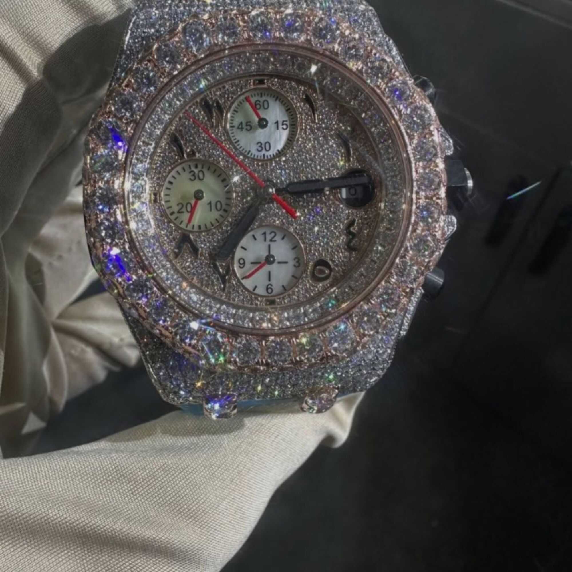 Luxury Bust Down Moissanite Watch Style – Custom Diamond Finish - Image 3
