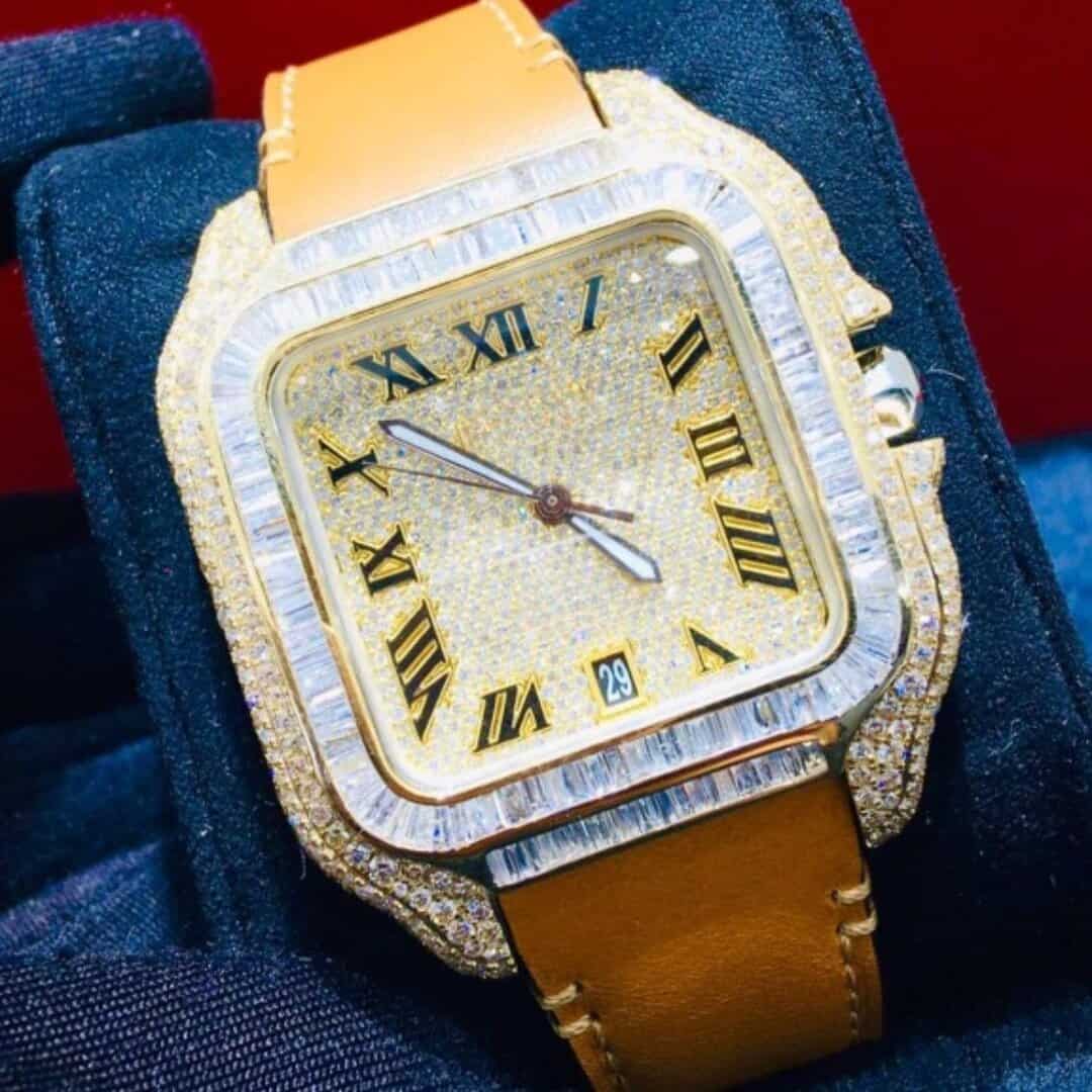 Style 44MM Men’s Iced Out Watch | 14K White Gold Plated - Image 3