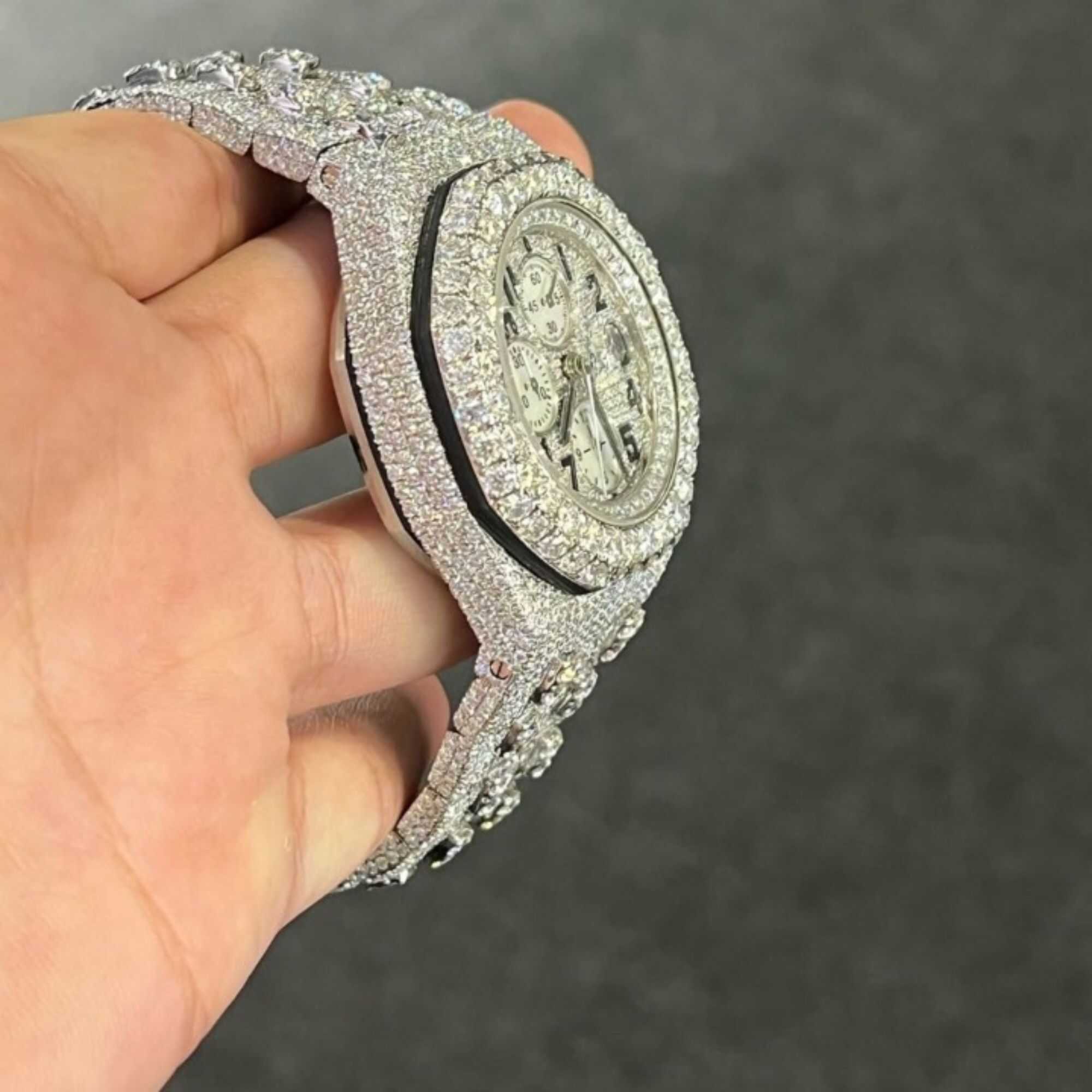 Moissanite Watches Iced Out with Modern Round Case for Men & Women - Image 2