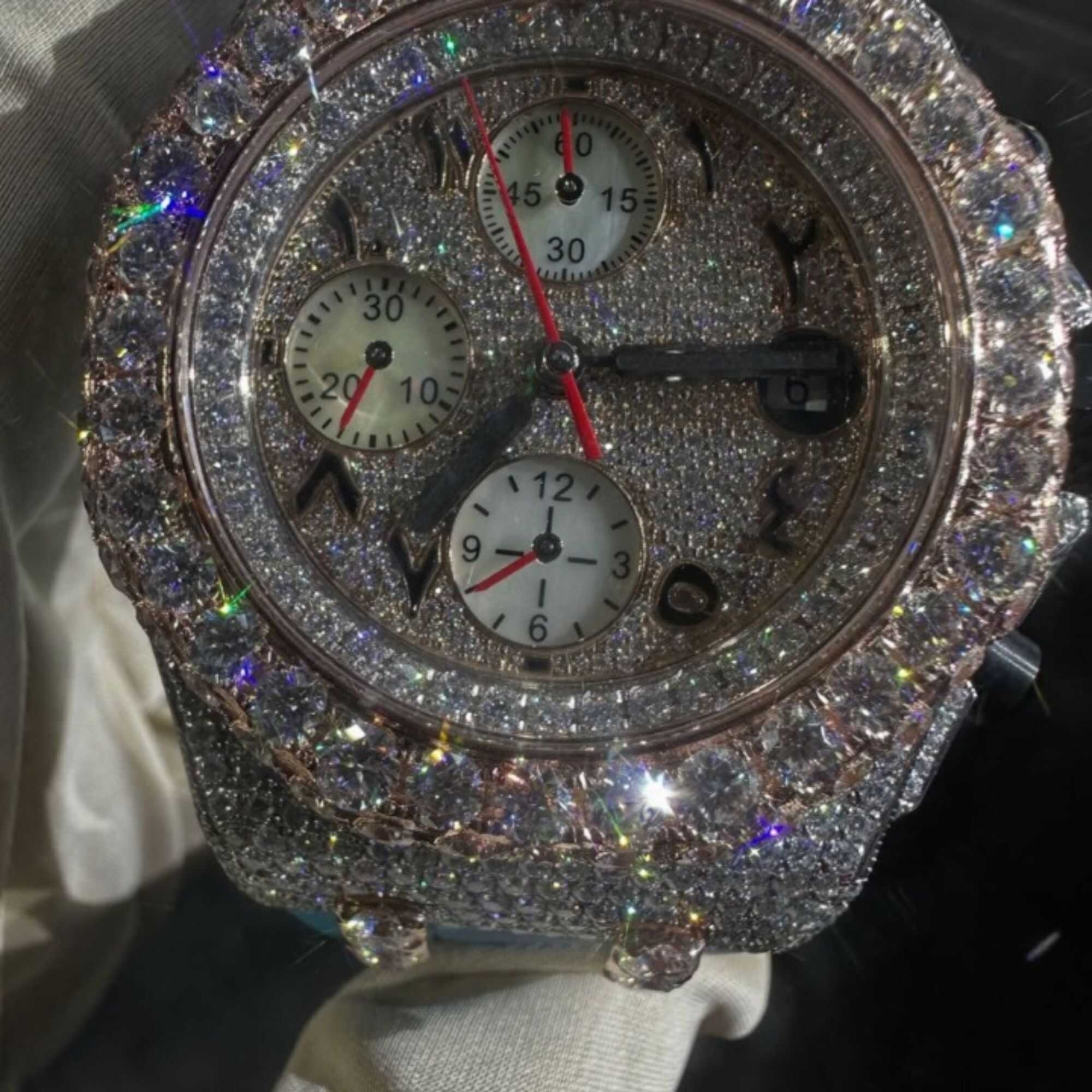 Luxury Bust Down Moissanite Watch Style – Custom Diamond Finish - Image 4