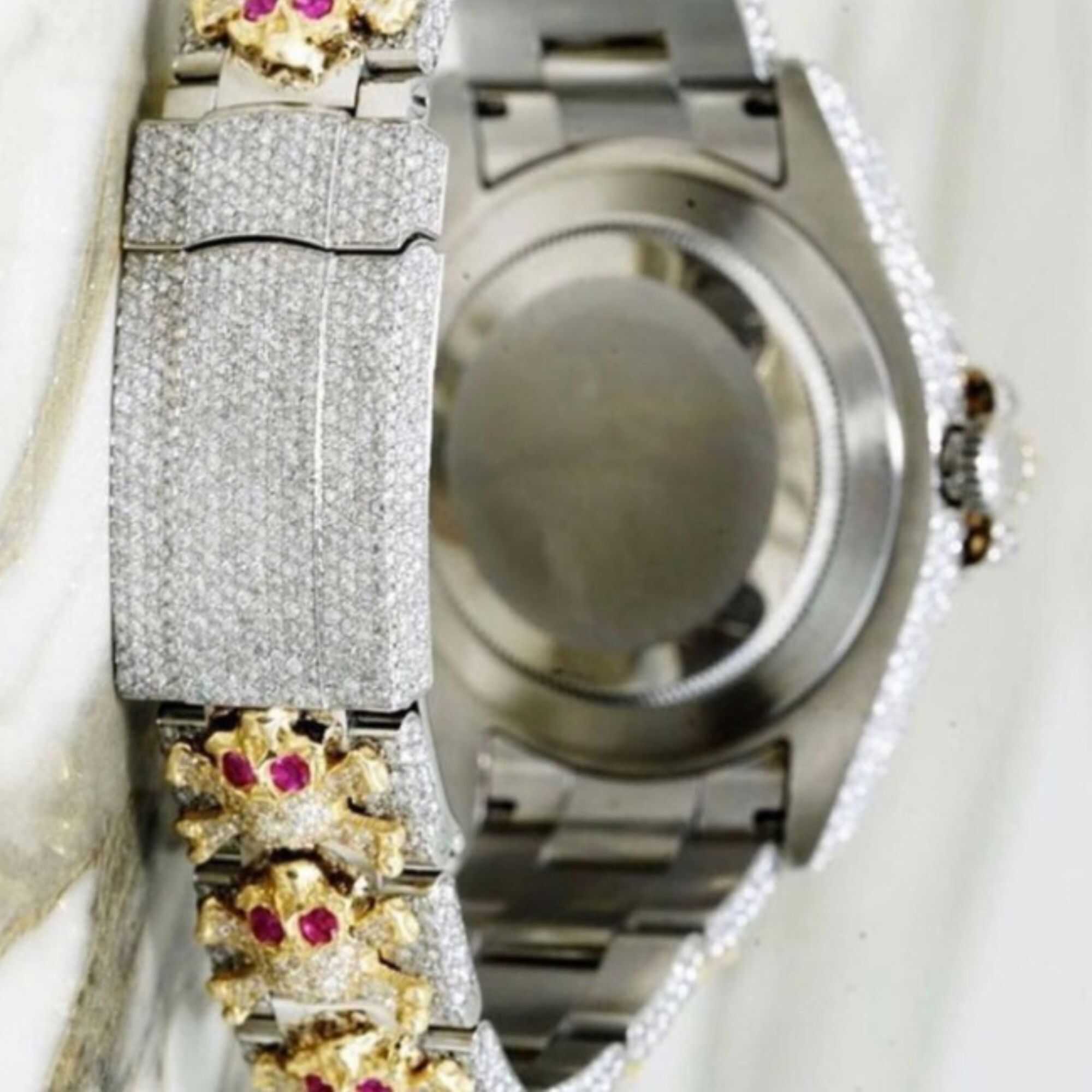Iced Out Moissanite Watches with Sleek Round Dial for Men & Women - Image 3