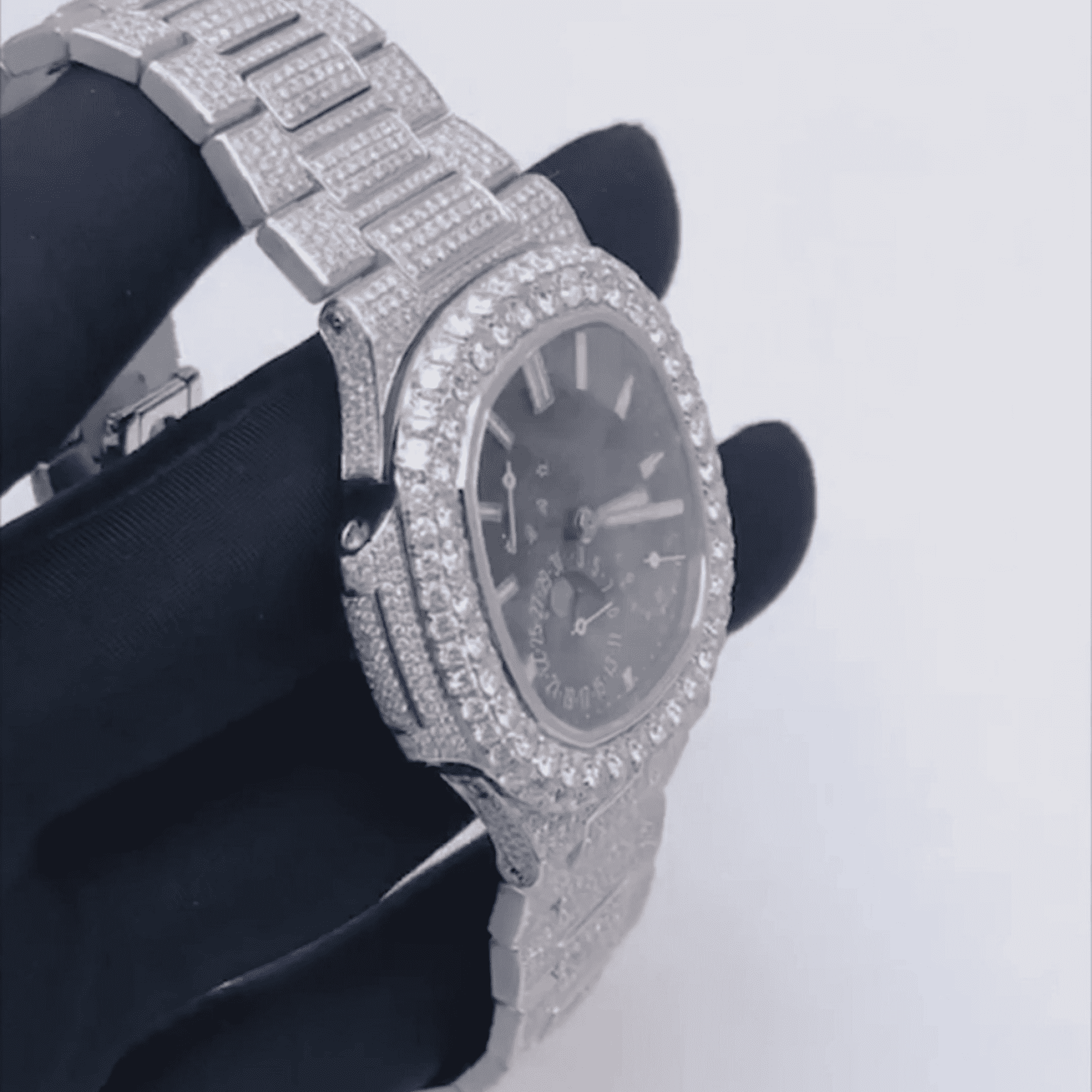 Stainless Steel Luxury Watch with Full Iced Out Finish - Image 2