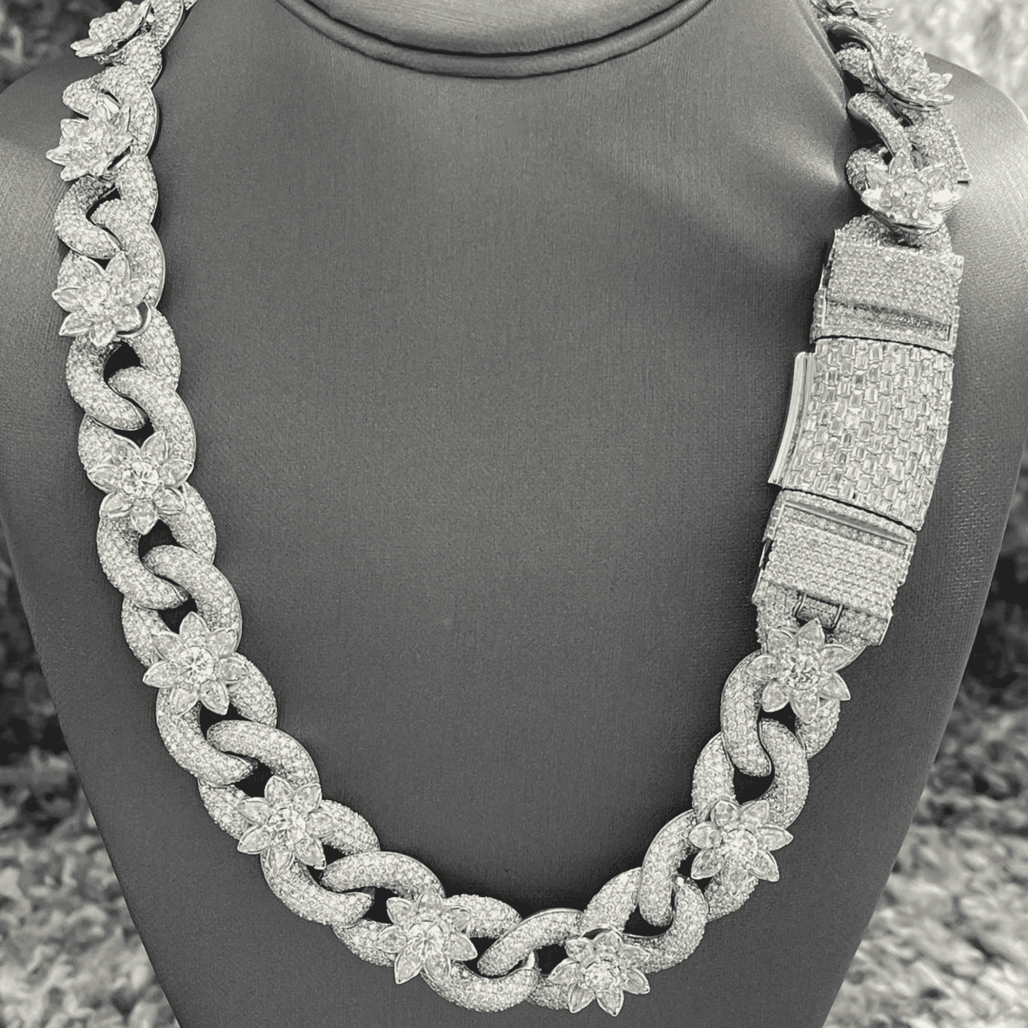 20mm Mens Moissanite Cuban Link Chain 925 Silver VVS Moissanite