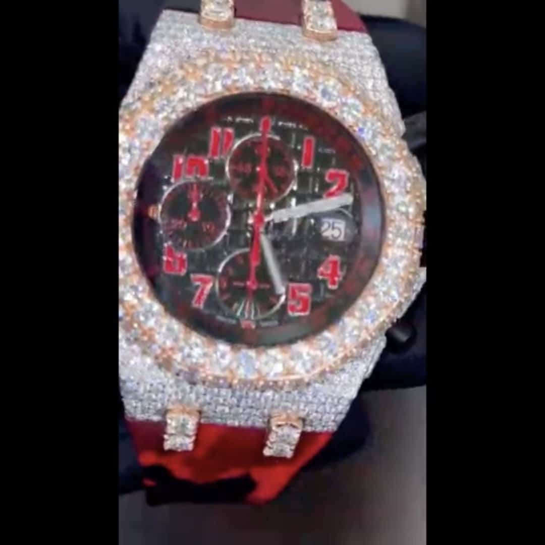 Iced Out Moissanite Watch with Soft Silicone Band