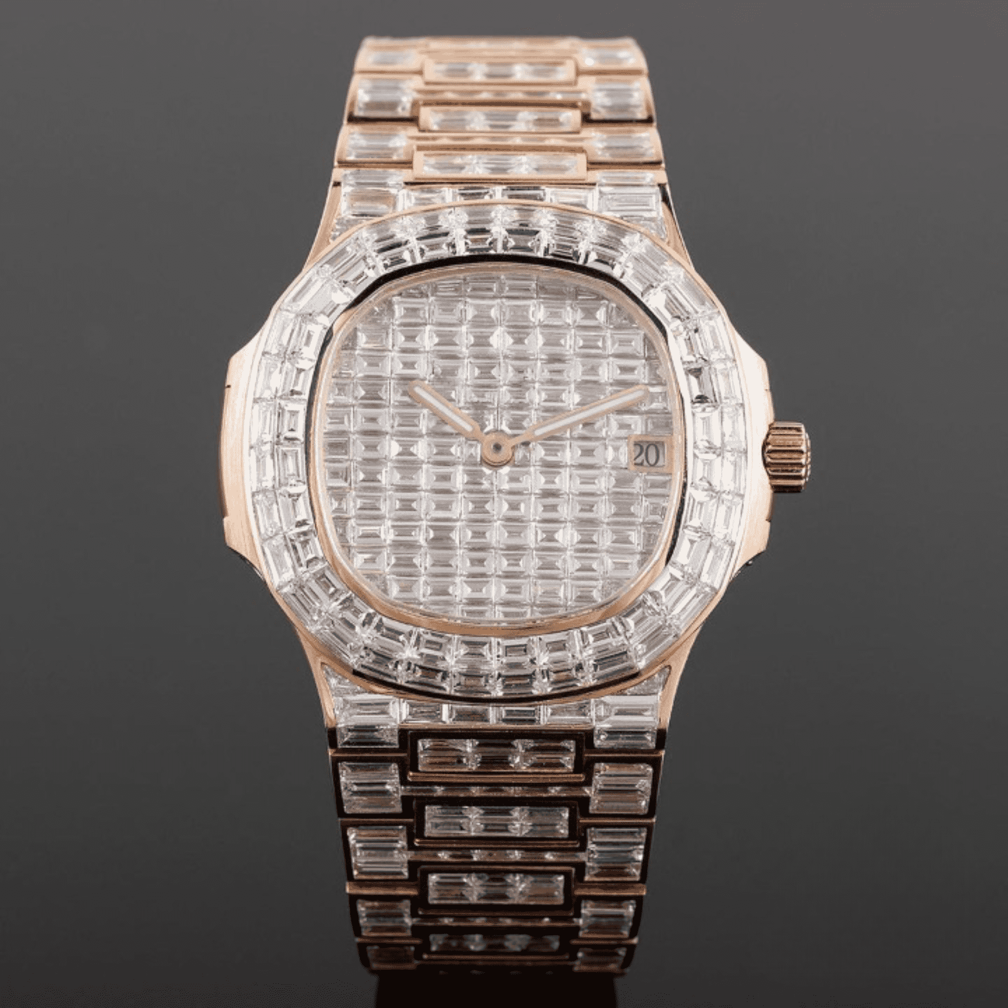 Men’s Luxury Iced Out Stainless Steel Diamond Watch