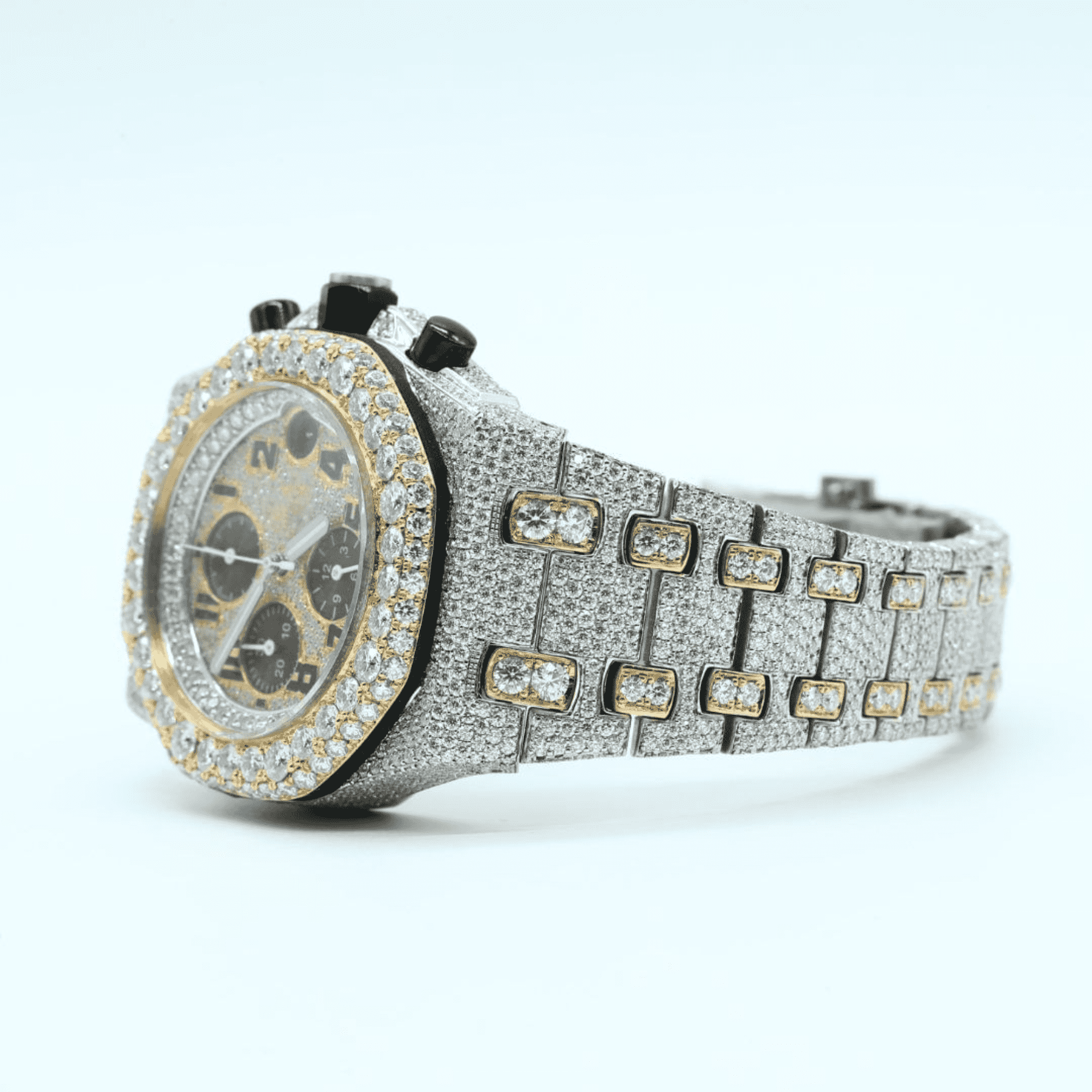 14K White Gold Plated Iced Out Watch for Men 44mm - Image 6