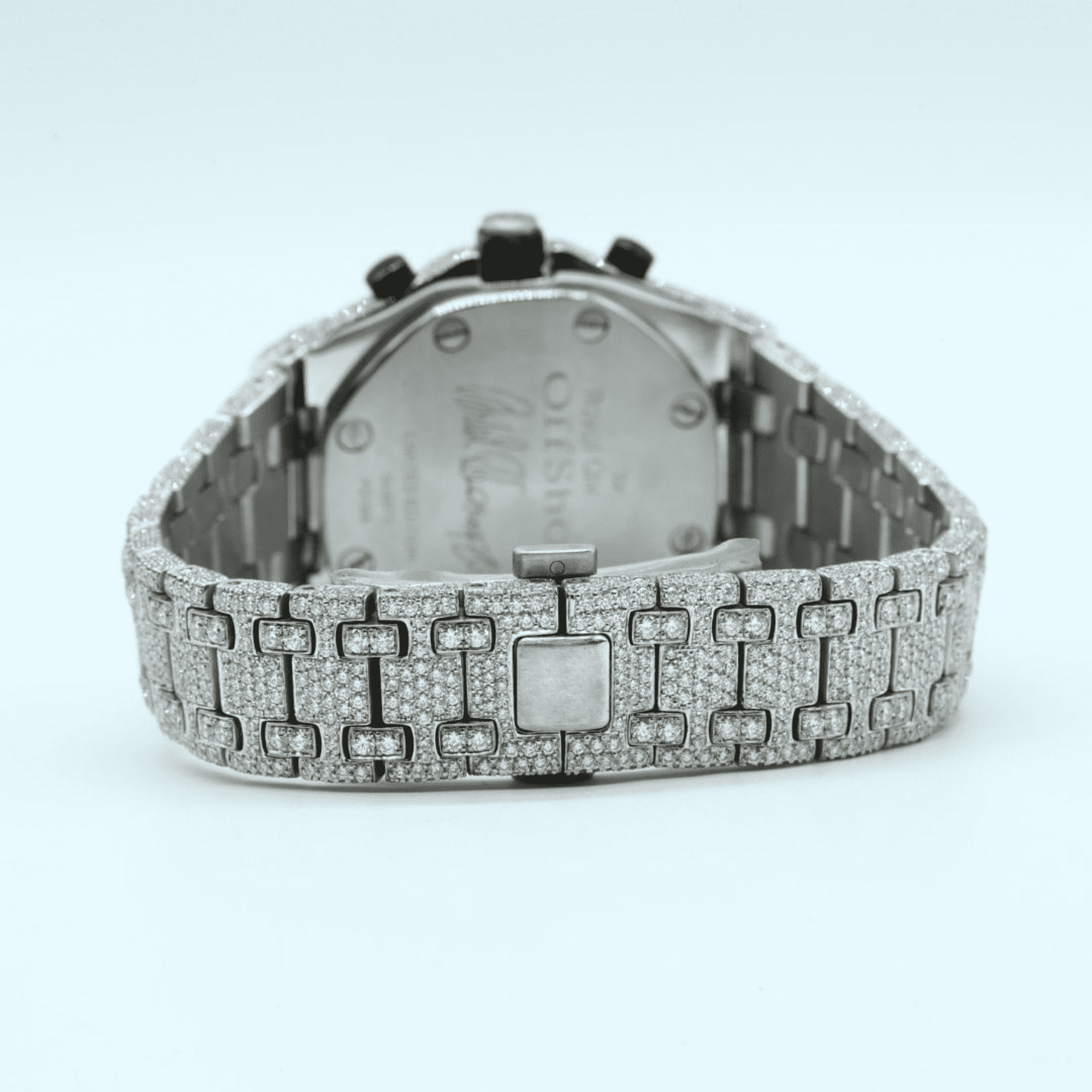 14K White Gold Plated Iced Out Watch for Men 44mm - Image 5