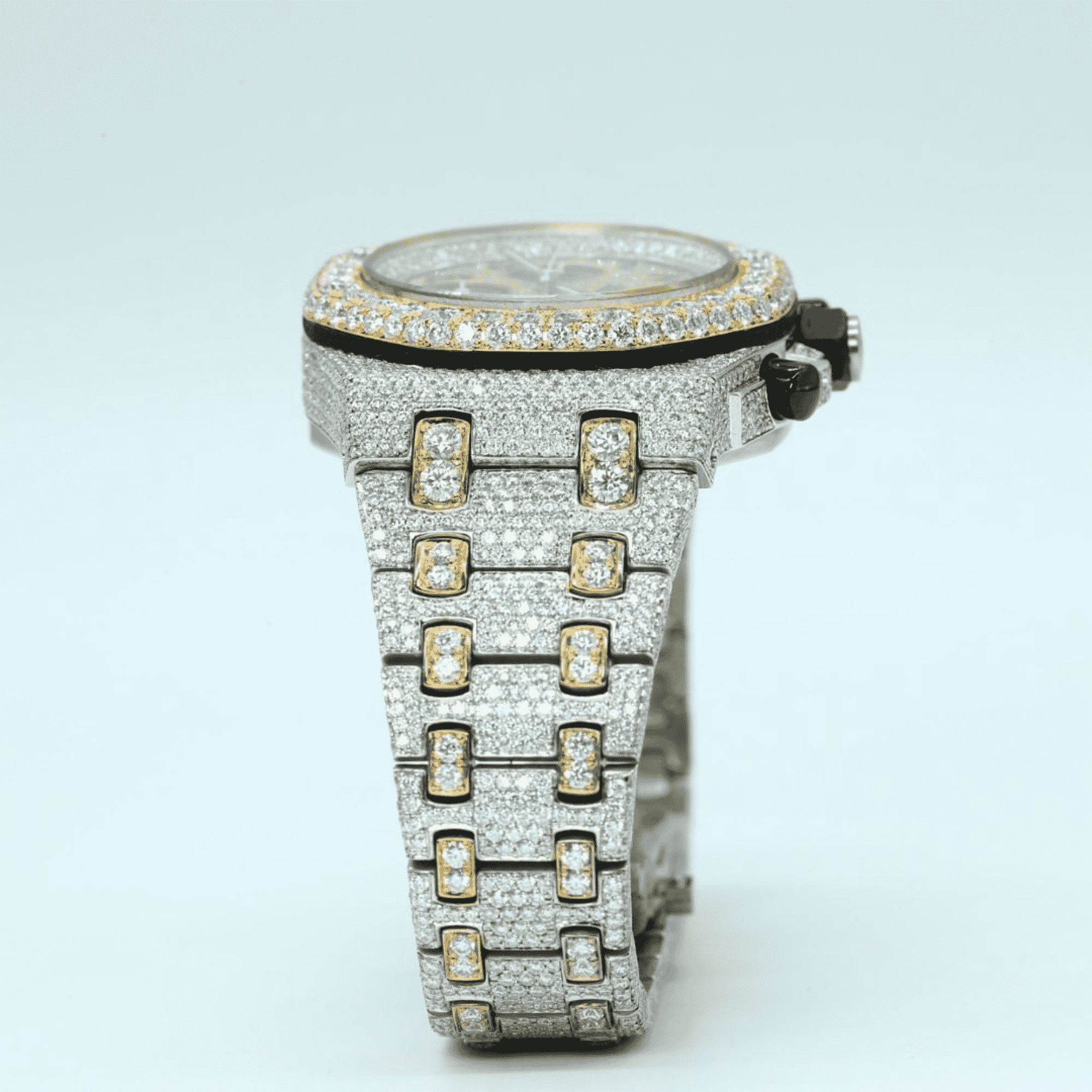 14K White Gold Plated Iced Out Watch for Men 44mm - Image 4