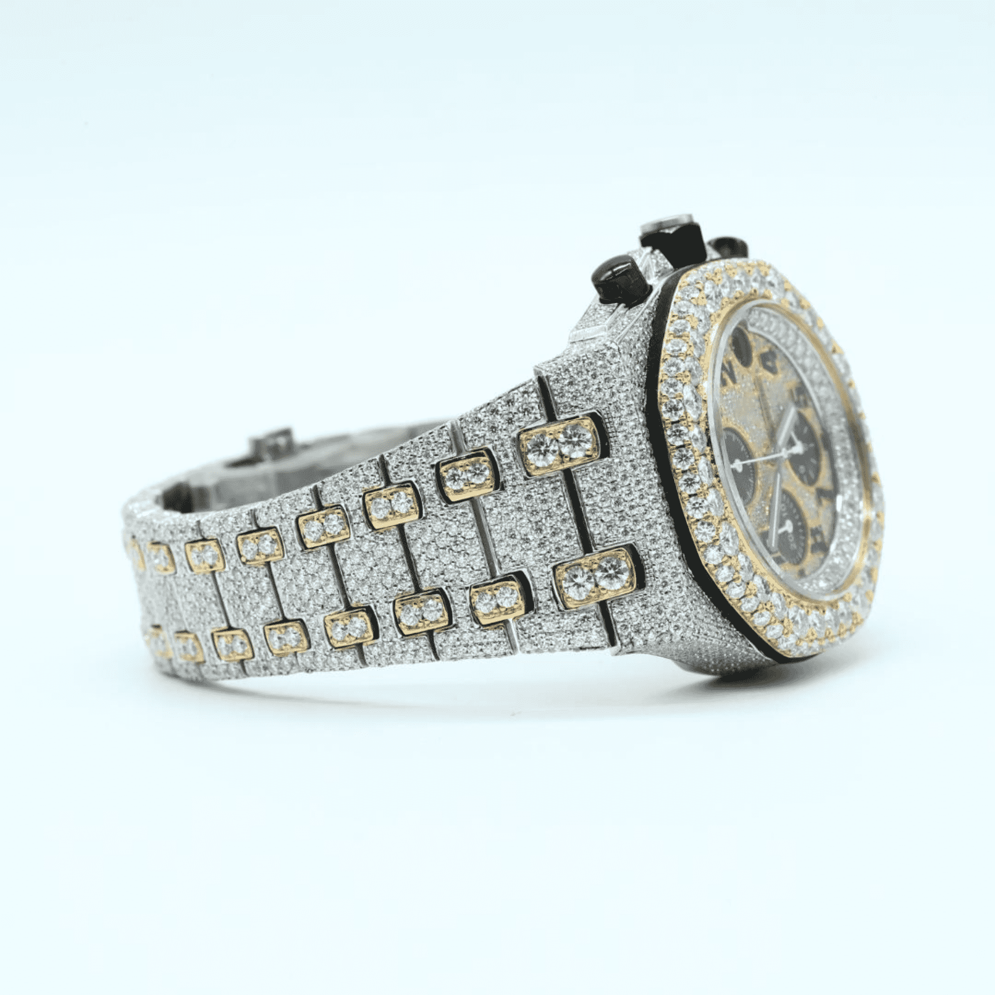 14K White Gold Plated Iced Out Watch for Men 44mm - Image 3