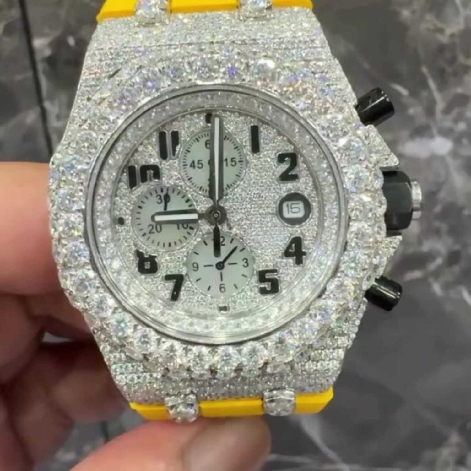 Fully Flooded Moissanite Watch with Sport Silicone Strap - Image 5