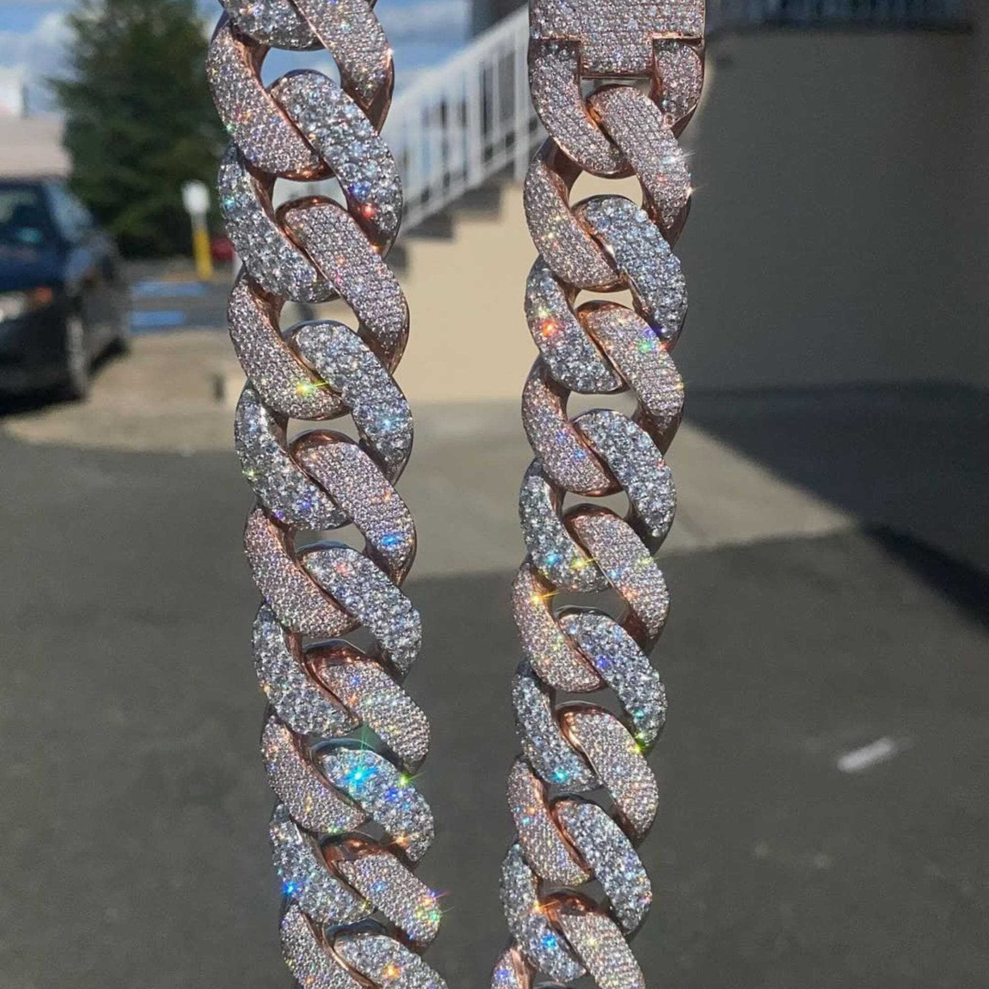 20mm Silver Diamond Men’s Moissanite Chains Iced Out Cuban Link Chain