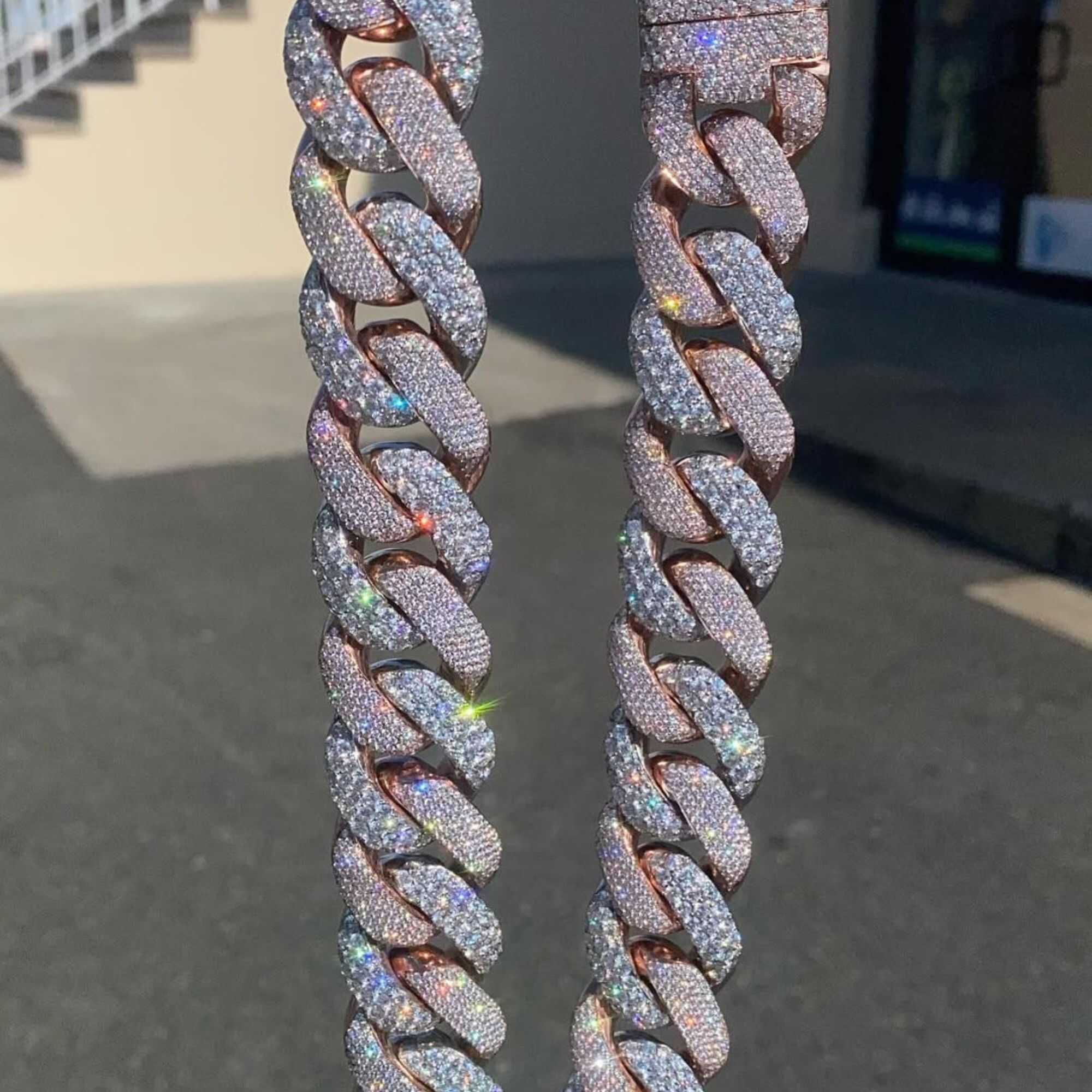 20mm Silver Diamond Men’s Moissanite Chains Iced Out Cuban Link Chain - Image 4