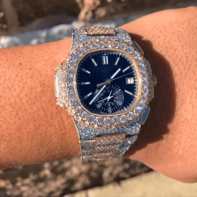 VVS1 Moissanite Watch Passed Diamond Tester – Bust Down Luxury Timepiece