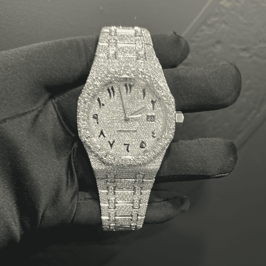 Premium 44MM Iced Out Watch 14K White Gold Plated - Image 2