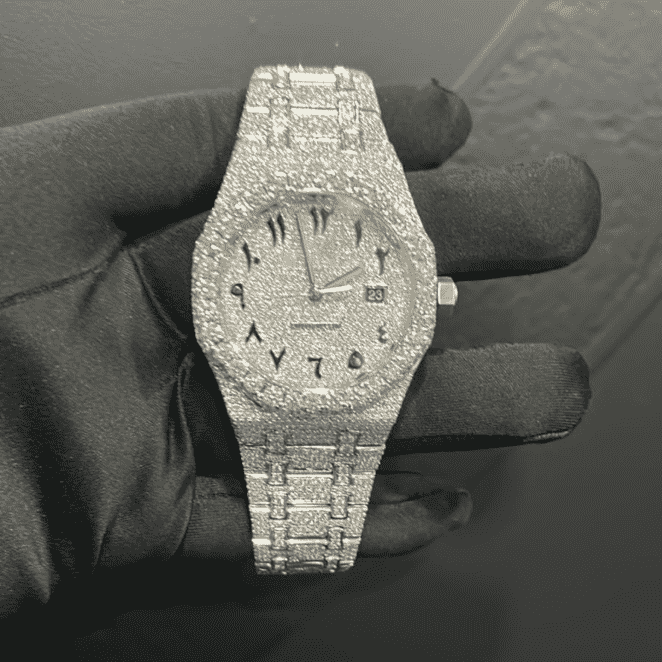 Premium 44MM Iced Out Watch 14K White Gold Plated