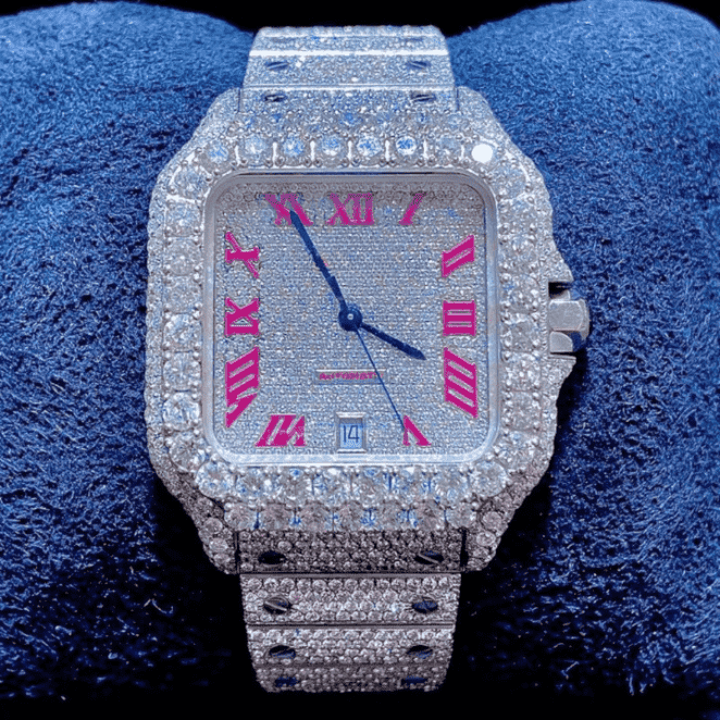 Stainless Steel Bust Down VVS Moissanite Watch for Women