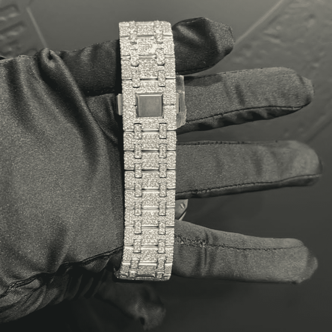 Premium 44MM Iced Out Watch 14K White Gold Plated - Image 3