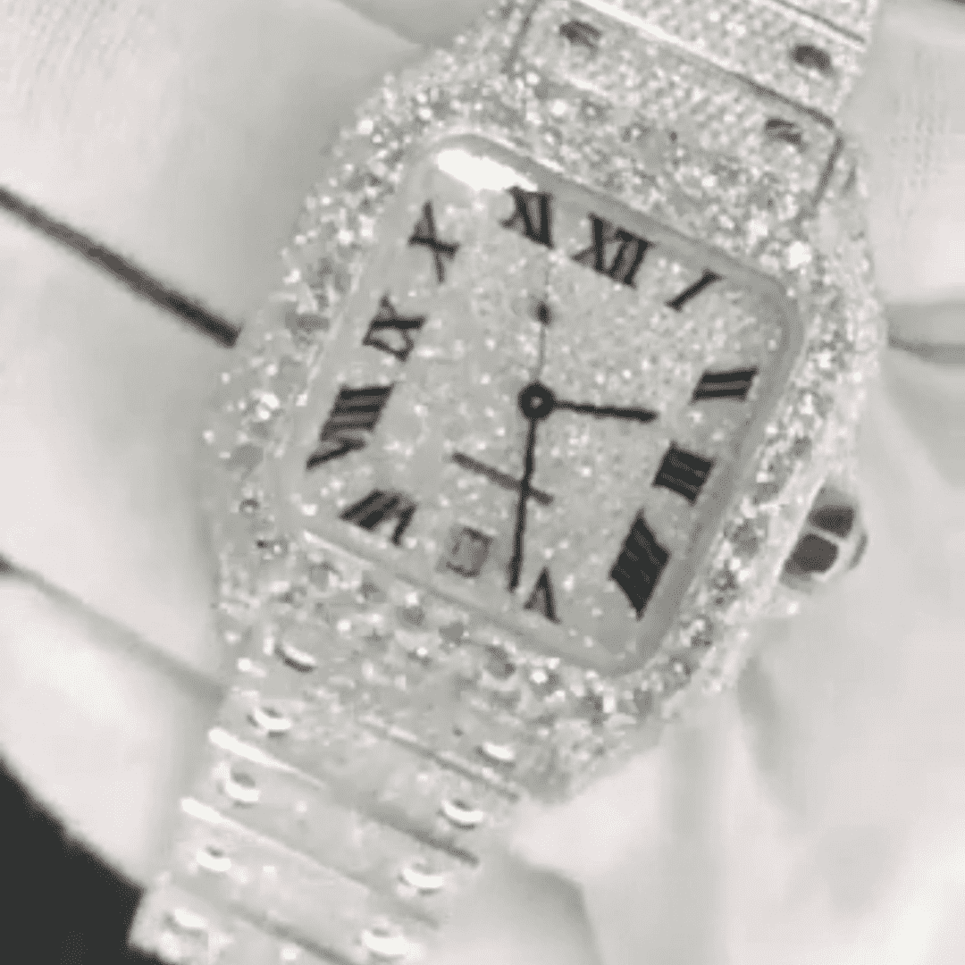 Men’s 44mm Iced Out Watch in 14K White Gold Plated - Image 2