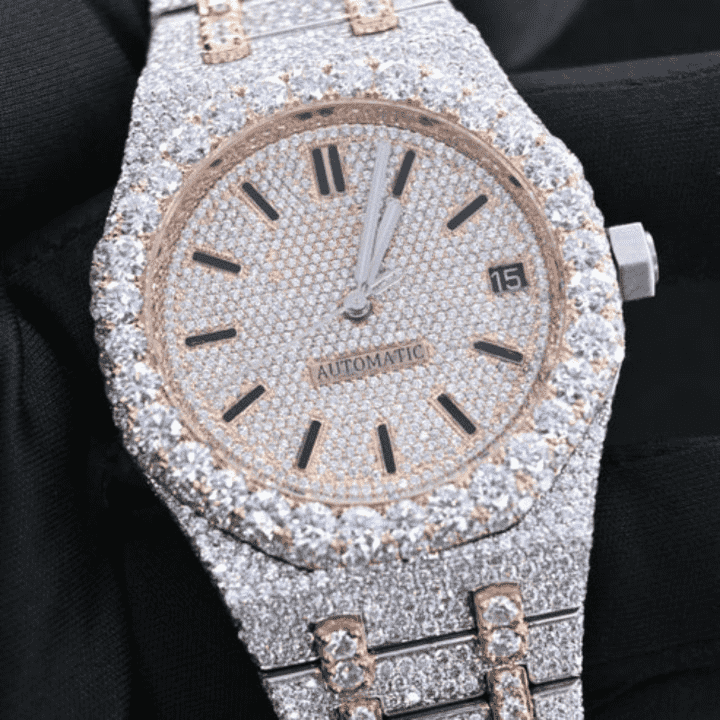 High Style Bust Down Iced Out Watches, Moissanite Watches - Image 4