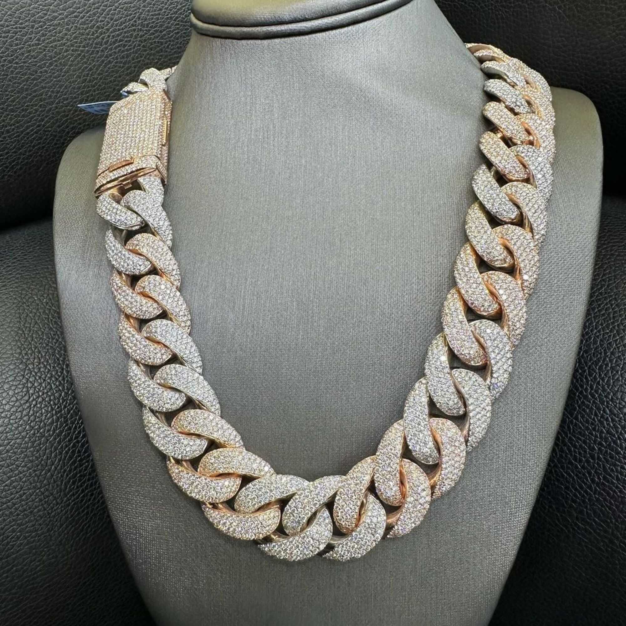 22mm Mens Moissanite Cuban Link Chain