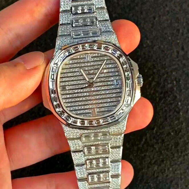 MEN'S ICED OUT WATCH 44MM | 14K WHITE GOLD PLATED ICED OUT WATCH