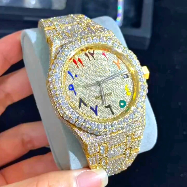 Bust Down Moissanite Watch Fully Iced Out Luxury Timepiece for Men - Image 2