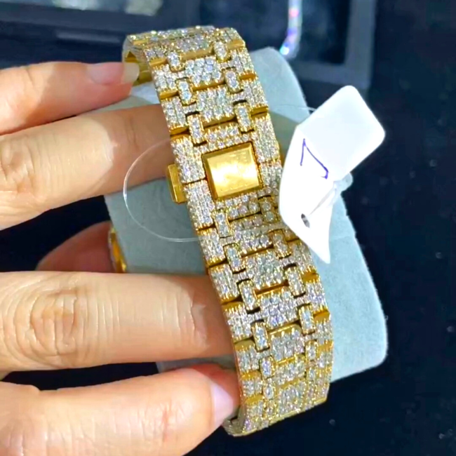 Bust Down Moissanite Watch Fully Iced Out Luxury Timepiece for Men - Image 4