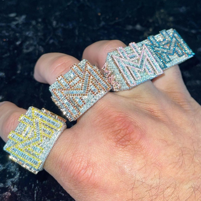 925 Silver Iced Out Rings, Featured with VVS Moissanite Diamond, Hip Hop Rings for Men