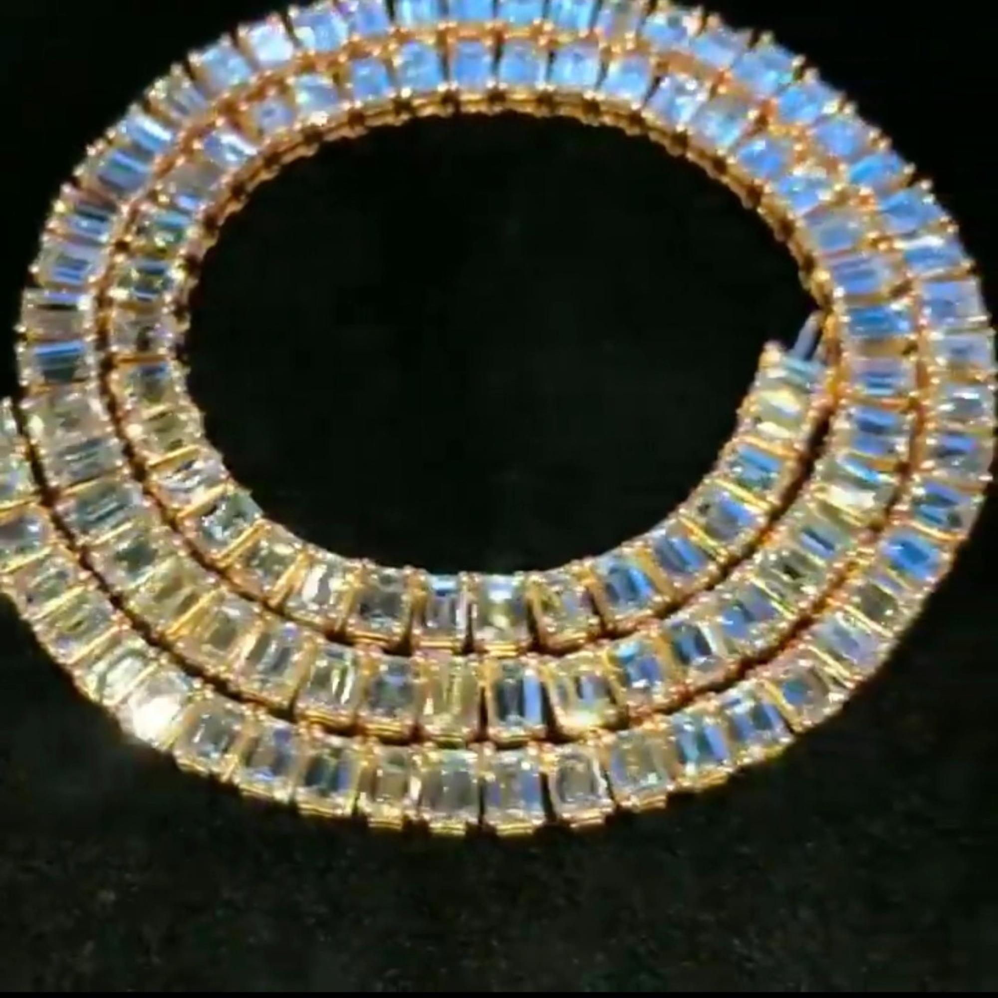 20mm Real Silver Cuban Link Chain 8*6 mm Emerald Each Moissanite - Image 2