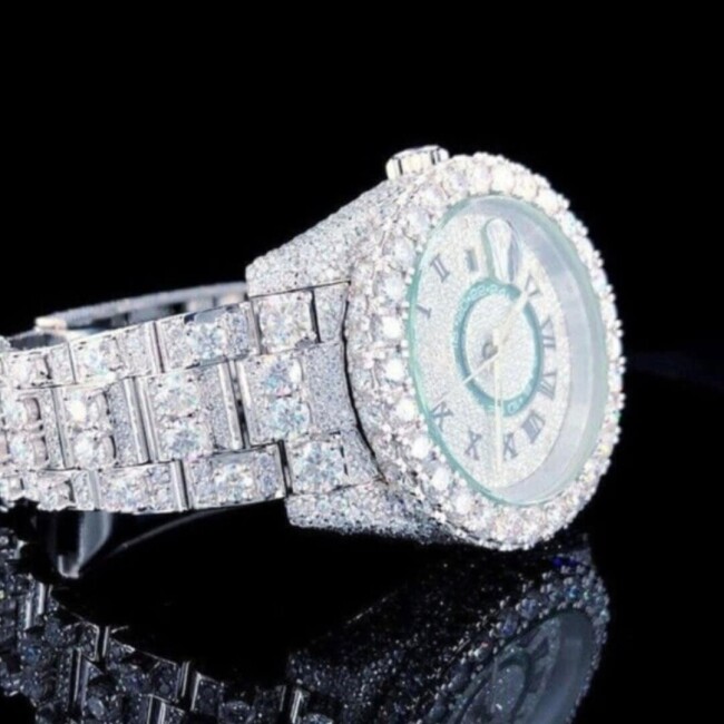 Stainless Steel Diamond-Cut Moissanite Watch - Image 2